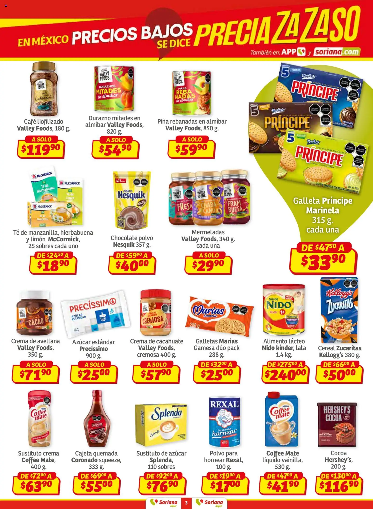 Nuevas ofertas de Soriana válidas en toda la República Mexicana desde el 12.02.2026. ¡Encuentra las mejores ofertas en Soriana - Preciazazaso Híper: Ags, Col, Gto, Jal, Mich! | Página: 3 | Productos: Azúcar, Durazno, Cacahuate, Piña