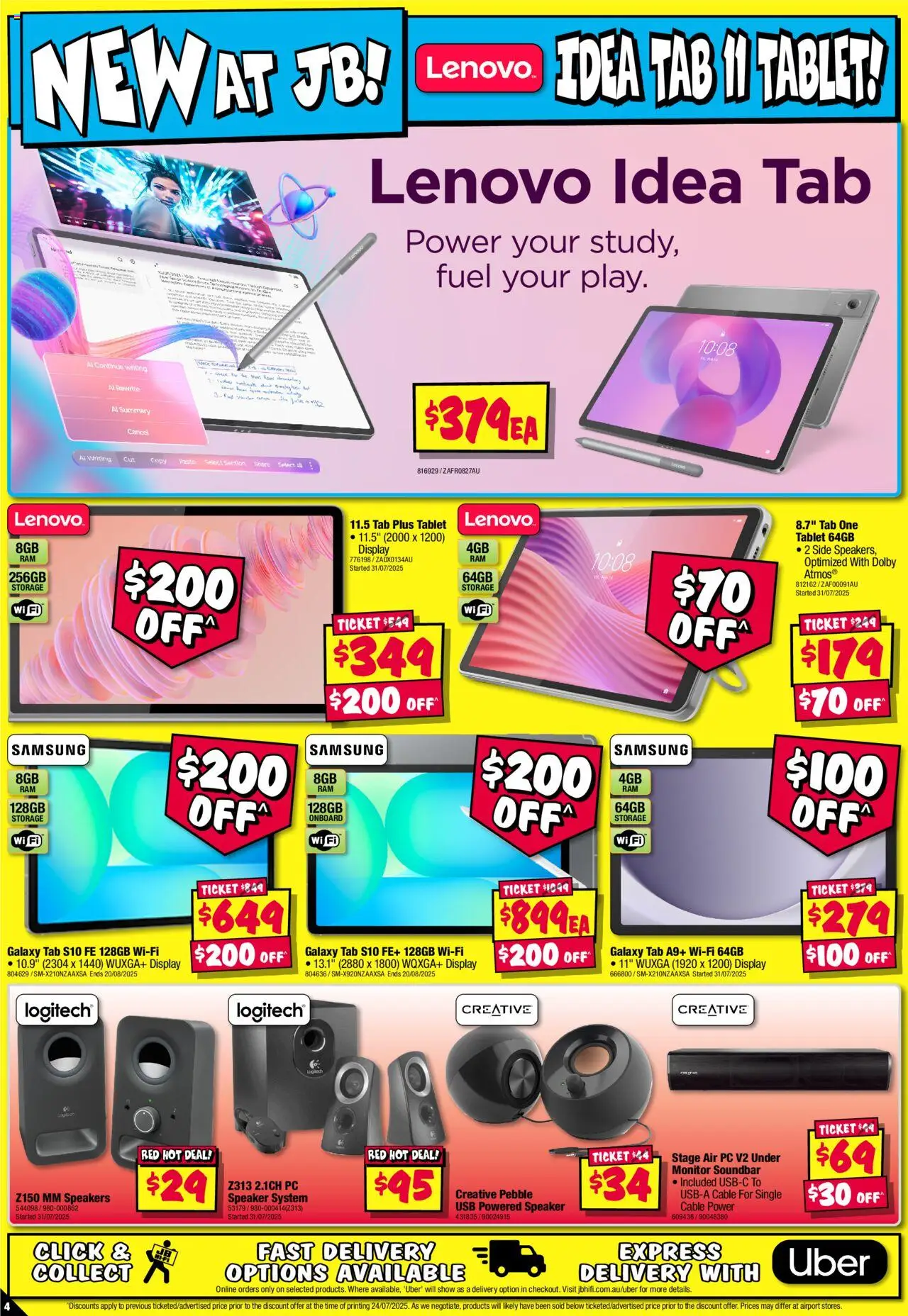 JB Hi-Fi catalogue - valid from 07.08.2025 | Page: 4 | Products: Tablet, Pc, Cable, Speaker