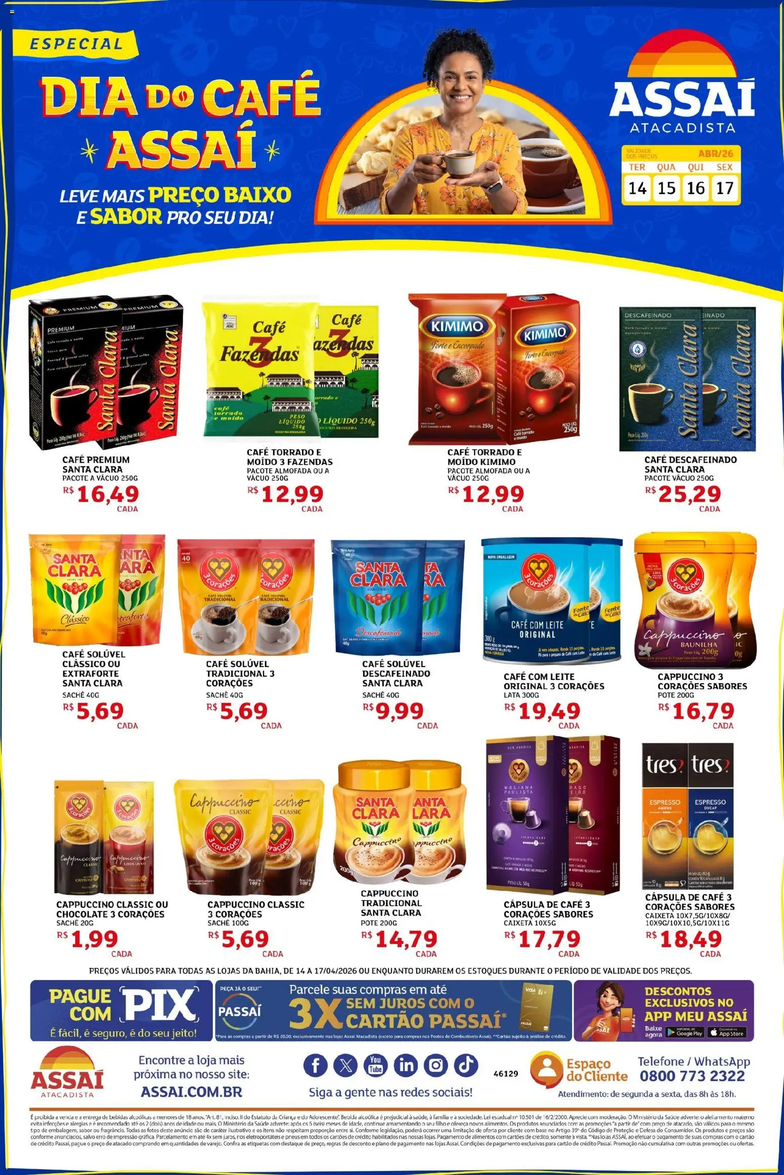 Assaí Atacadista Folheto - válido de 14.04.2026 | Página: 1 | Produtos: Pera, Café, Pneus, Bebida