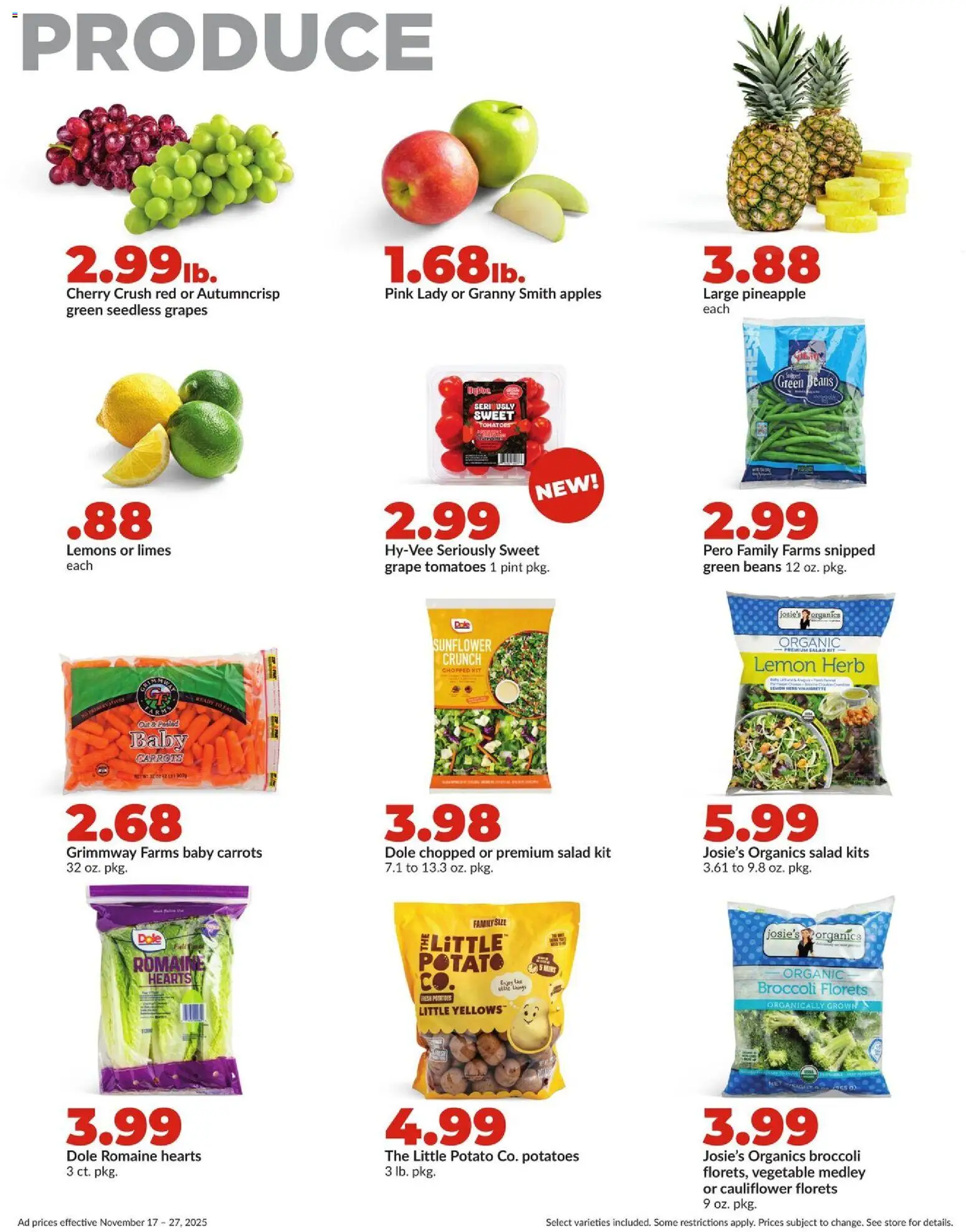 HyVee Weekly Ad - valid from 17.11.2025 | Page: 19 | Products: Romaine, Pineapple, Salad, Potatoes