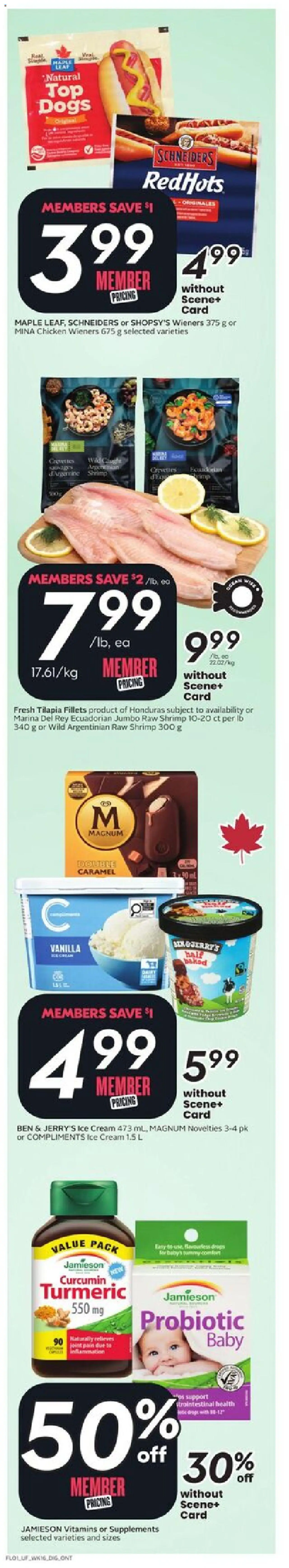 Sobeys flyer valid from 14.08.2025 | Page: 2 | Products: Cream, Ice cream, Chicken