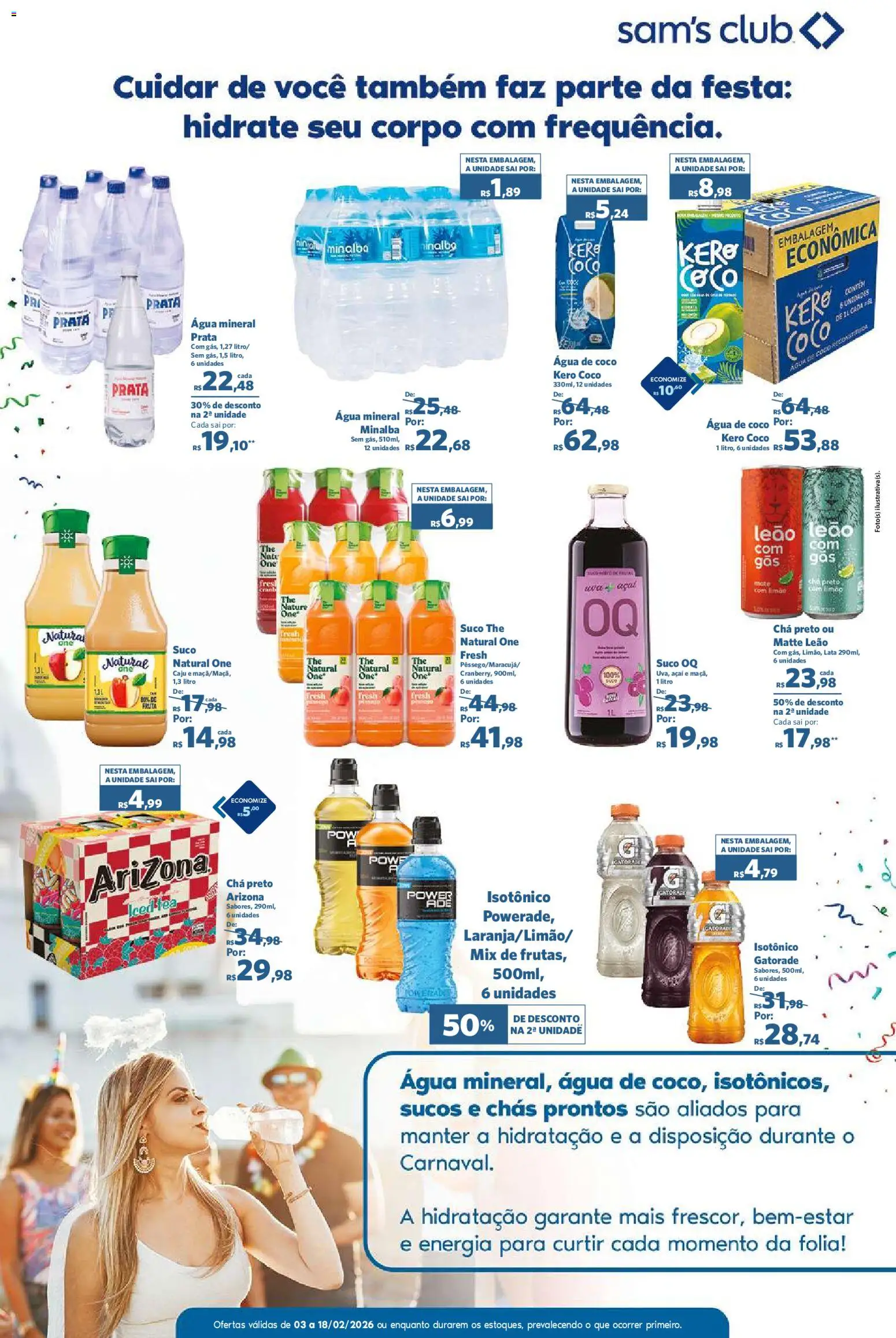 Sam's Club Folheto - válido de 03.02.2026 | Página: 14 | Produtos: Caju, Gatorade, Minalba, Água mineral