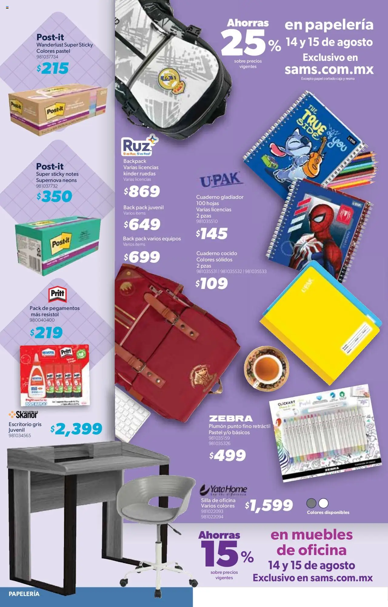 Nuevas ofertas de Sam's Club válidas en toda la República Mexicana desde el 07.08.2025. ¡Encuentra las mejores ofertas en Sam's Club - Catálogo Productos Especiales! | Página: 2 | Productos: Pastel, Cuaderno, Escritorio, Sobre