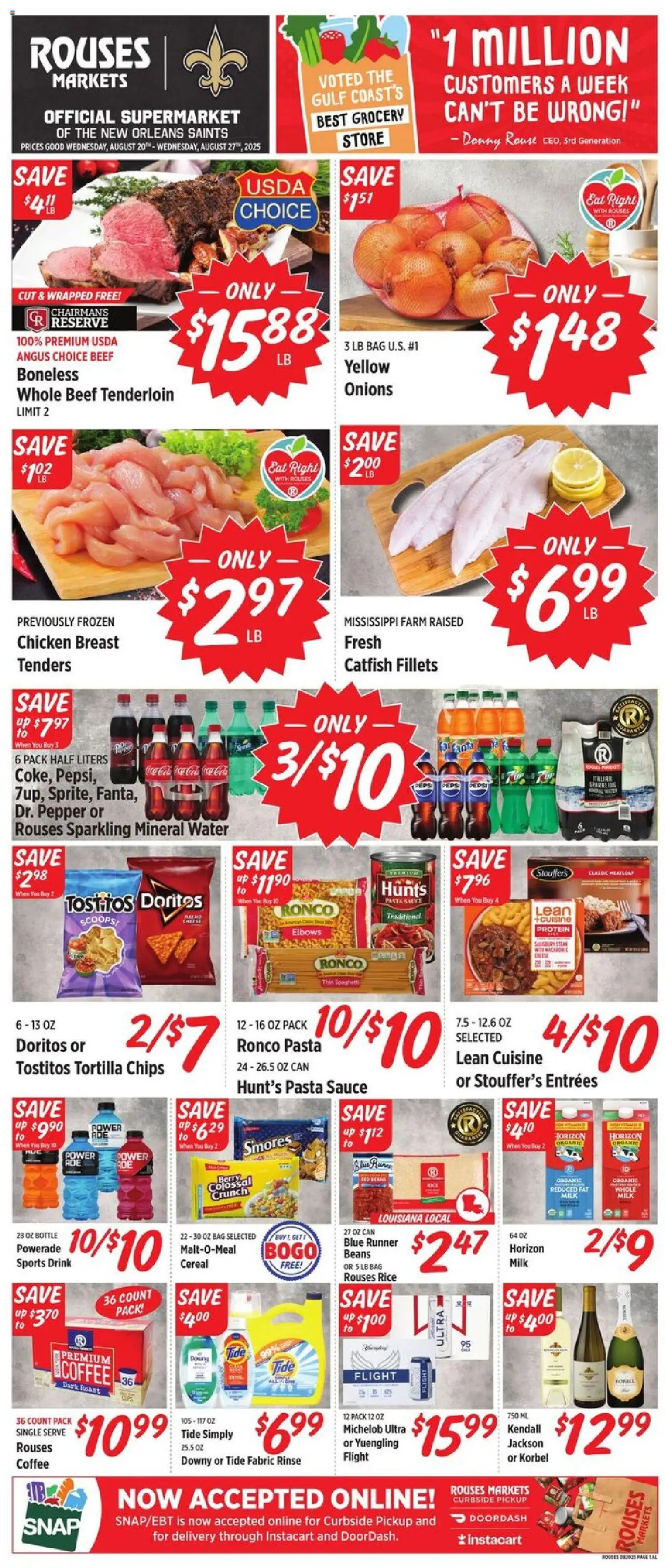 Rouses Weekly Ad - AL - valid from 20.08.2025 | Page: 2 | Products: Beef, Pasta, Sauce, Pepper