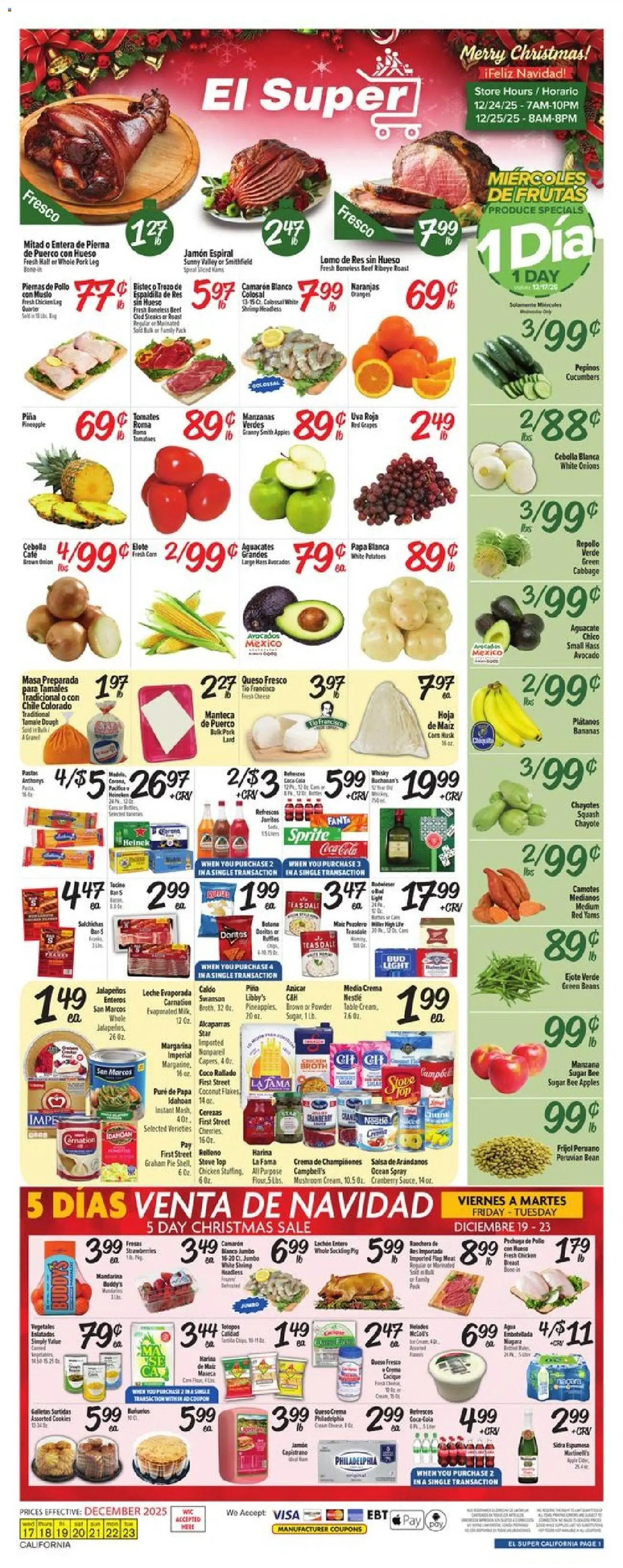 El Super Weekly Ad - CA - valid from 17.12.2025 | Page: 1 | Products: Powder, Cucumbers, Sugar, Stove