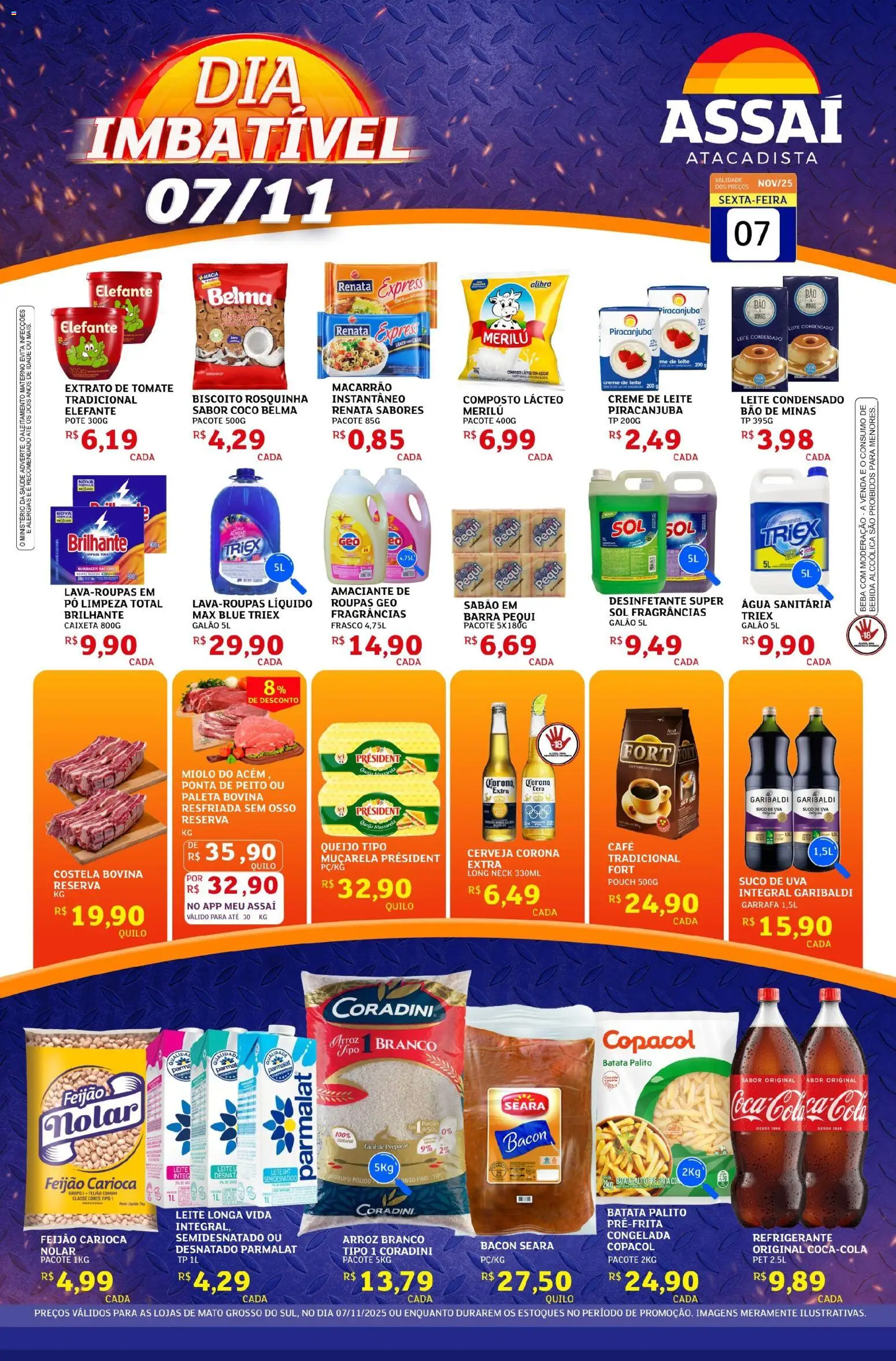 Assaí Atacadista Folheto - válido de 07.11.2025 | Página: 1 | Produtos: Cola, Acém, Macarrão, Batata