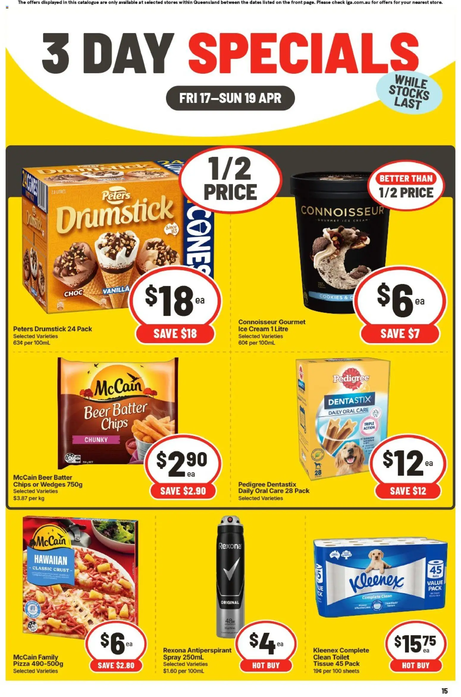 IGA catalogue - valid from 17.04.2026 | Page: 4 | Products: Toilet, Pizza, Beer, Chips