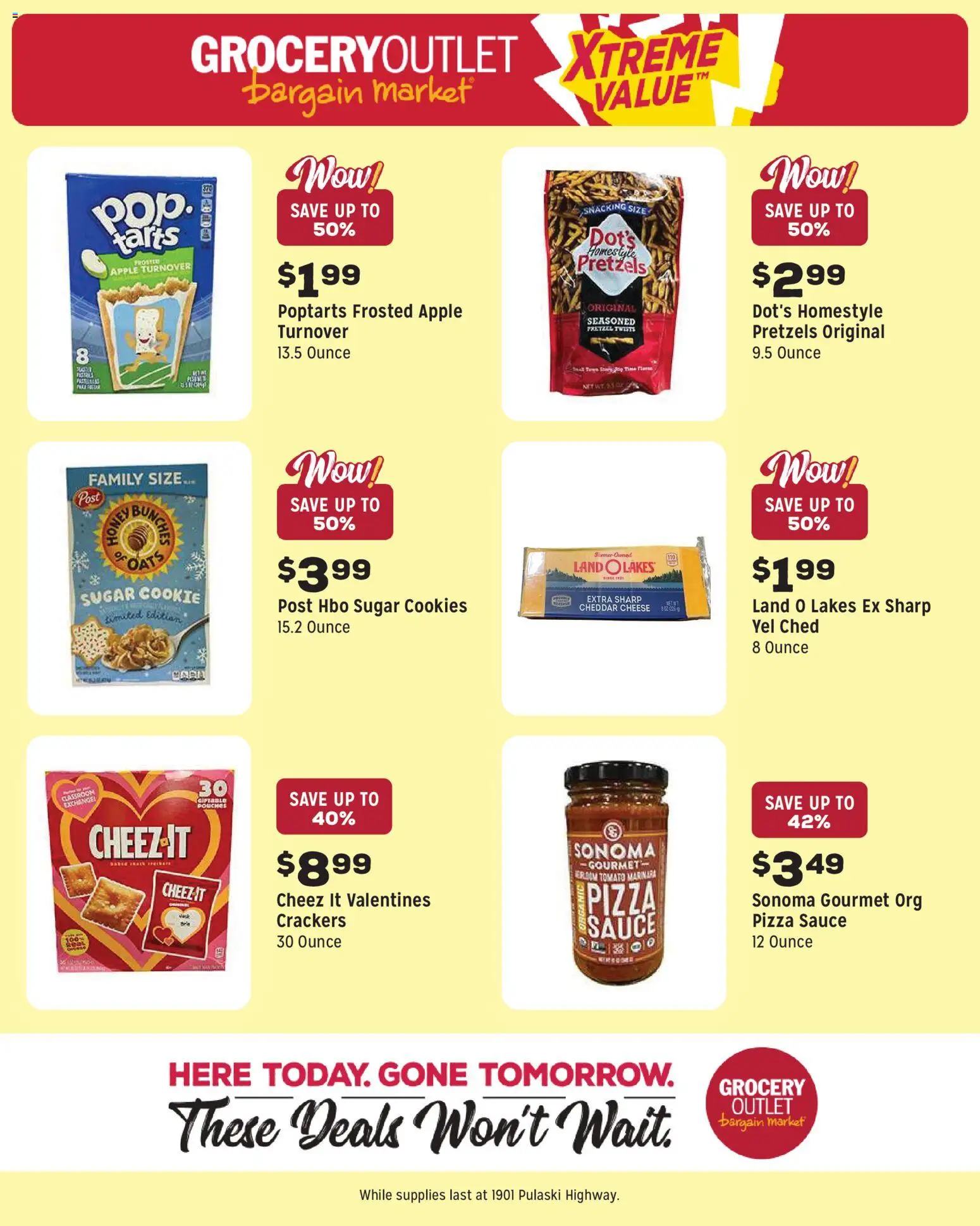 Grocery Outlet Weekly Ad - MD - valid from 22.04.2026 | Page: 8 | Products: Cheese, Pizza, Cookies, Sauce