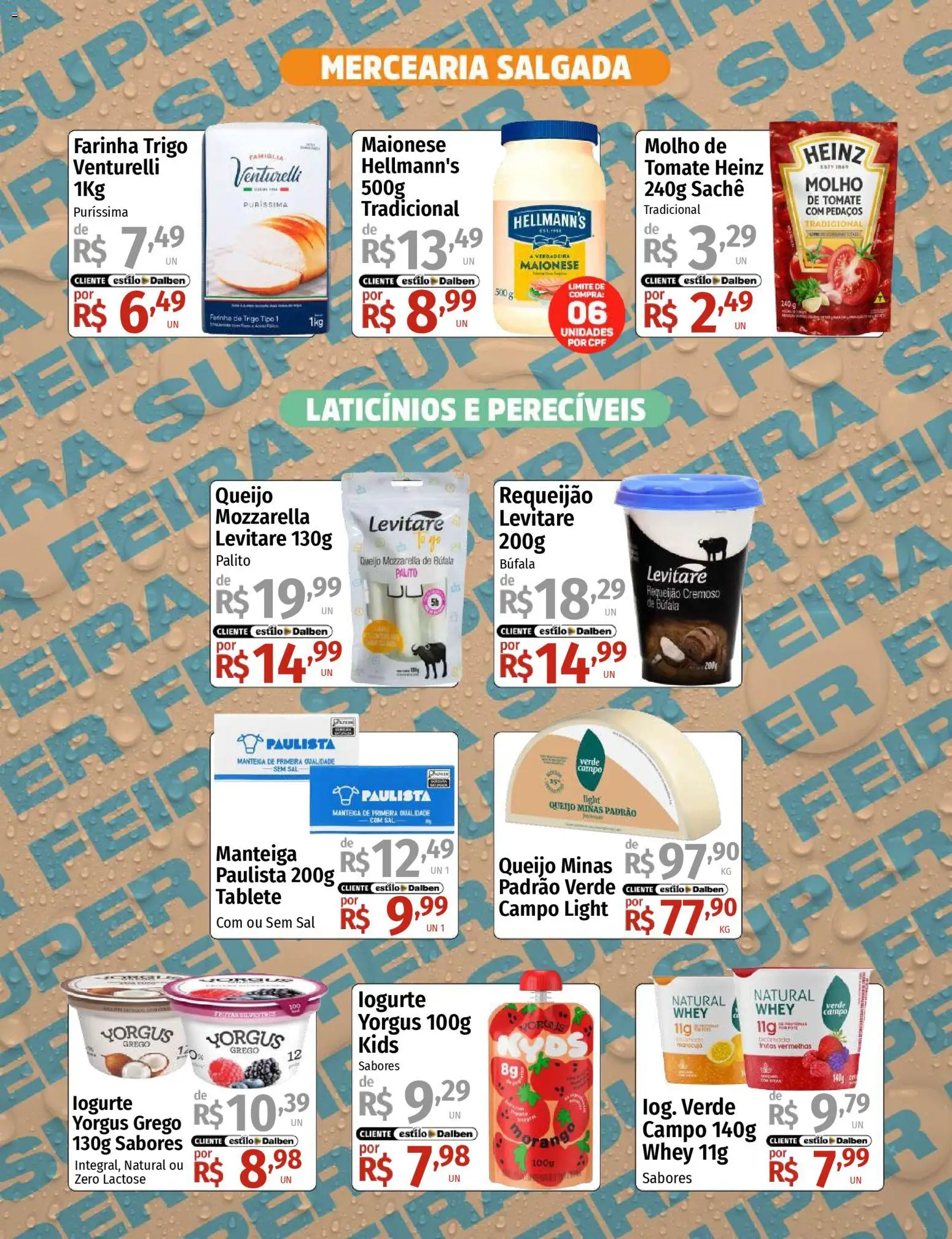 Supermercado Dalben Folheto - válido de 02.03.2026 | Página: 3 | Produtos: Manteiga, Sal, Maionese, Requeijão