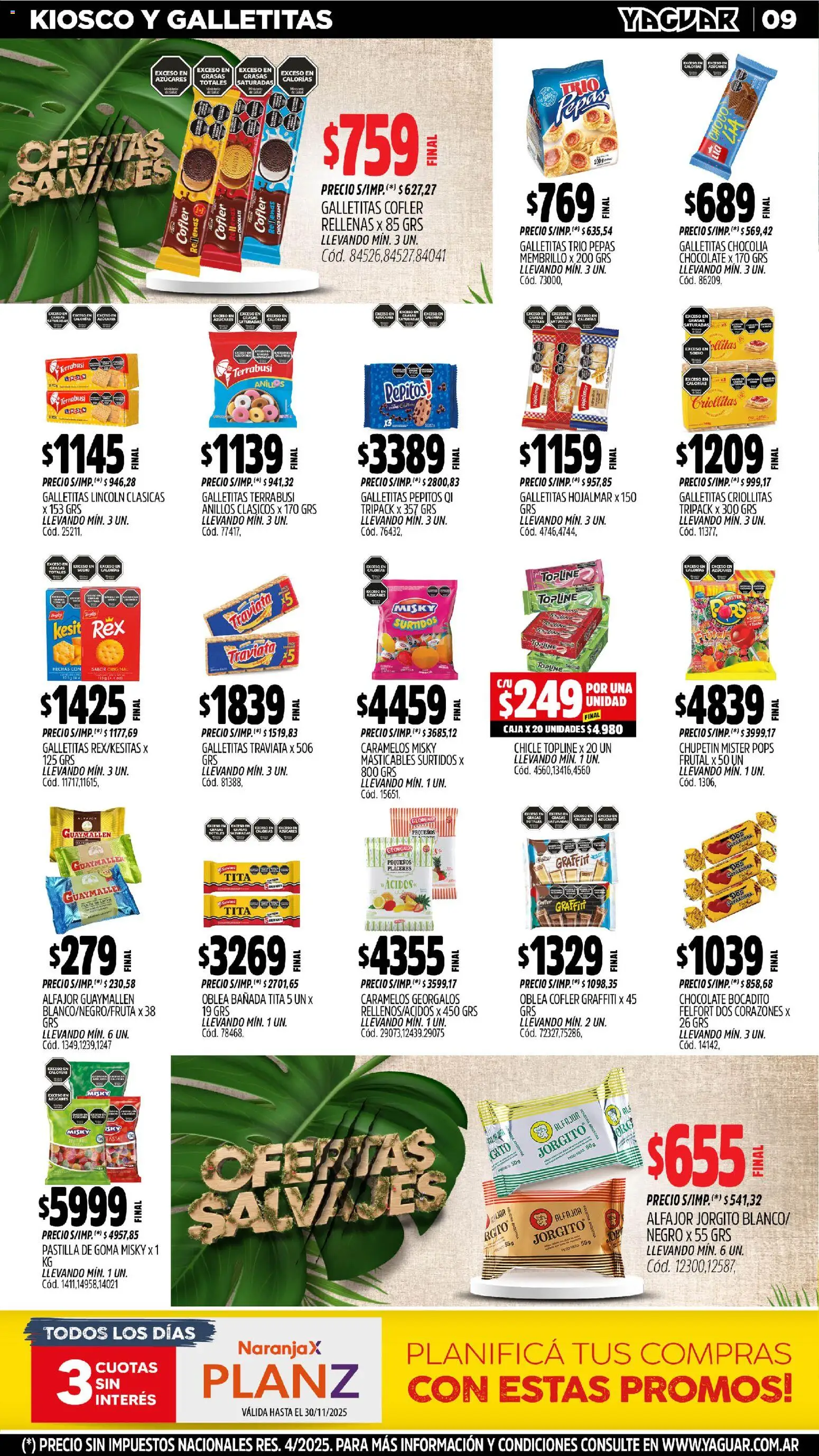 Yaguar - José C. Paz │ válido desde el 03.11.2025 | Página: 8 | Productos: Peso, Galletitas, Caja, Chocolate