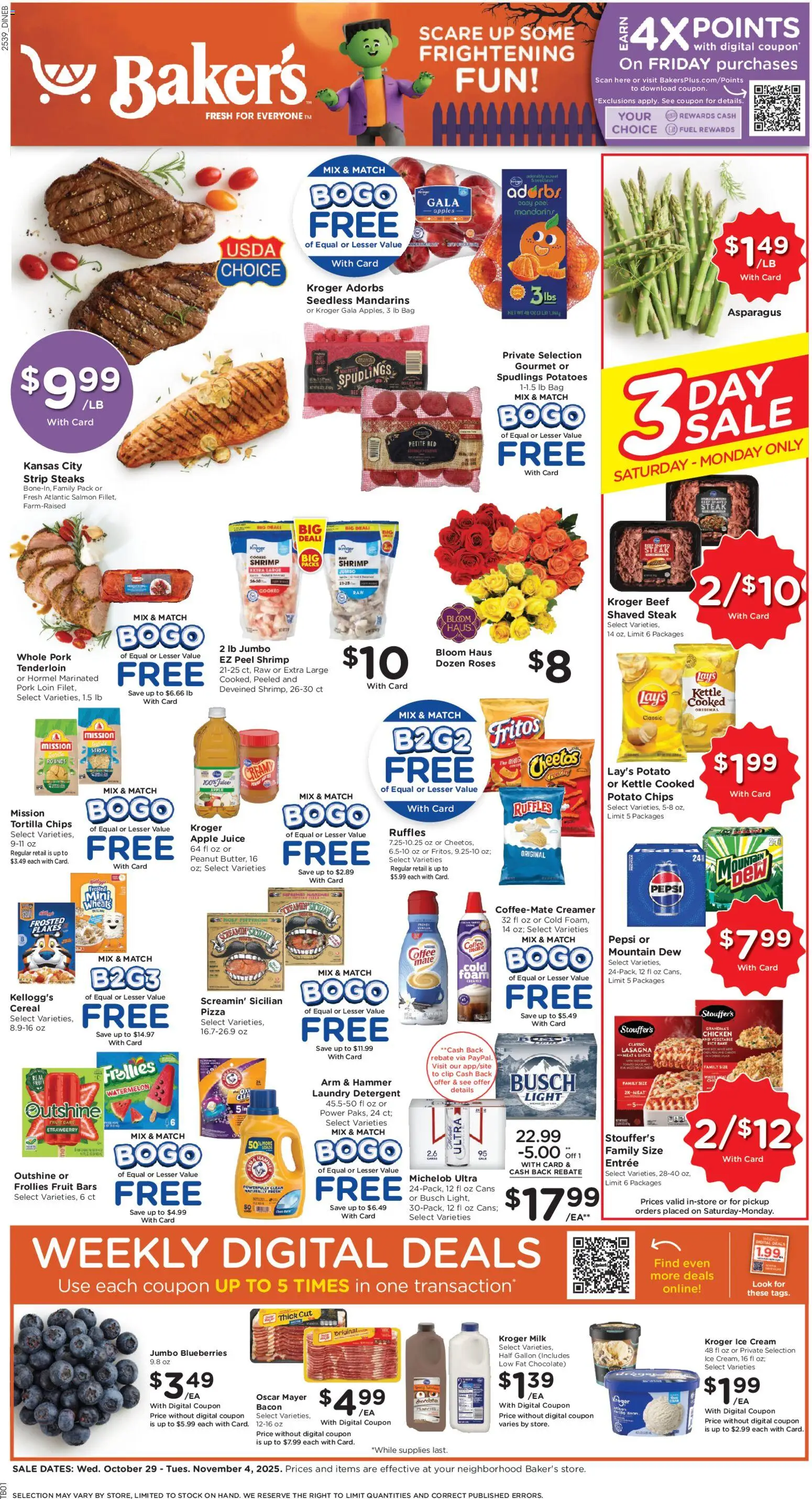 Baker's Weekly Ad - NE - valid from 29.10.2025 | Page: 1 | Products: Pizza, Chips, Potatoes, Kettle