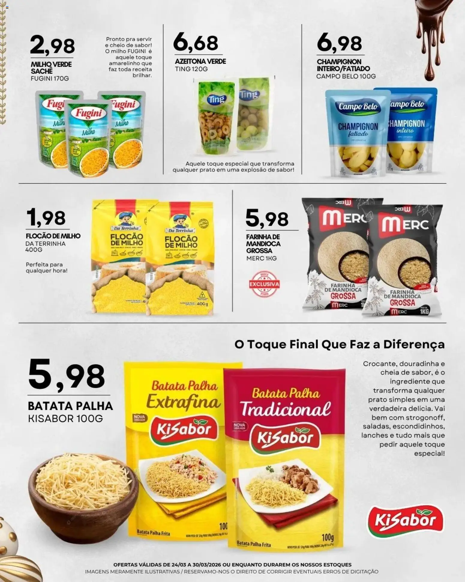 Mercadão Atacadista Folheto - válido de 24.03.2026 | Página: 5 | Produtos: Milho verde, Farinha de mandioca, Batata, Champignon