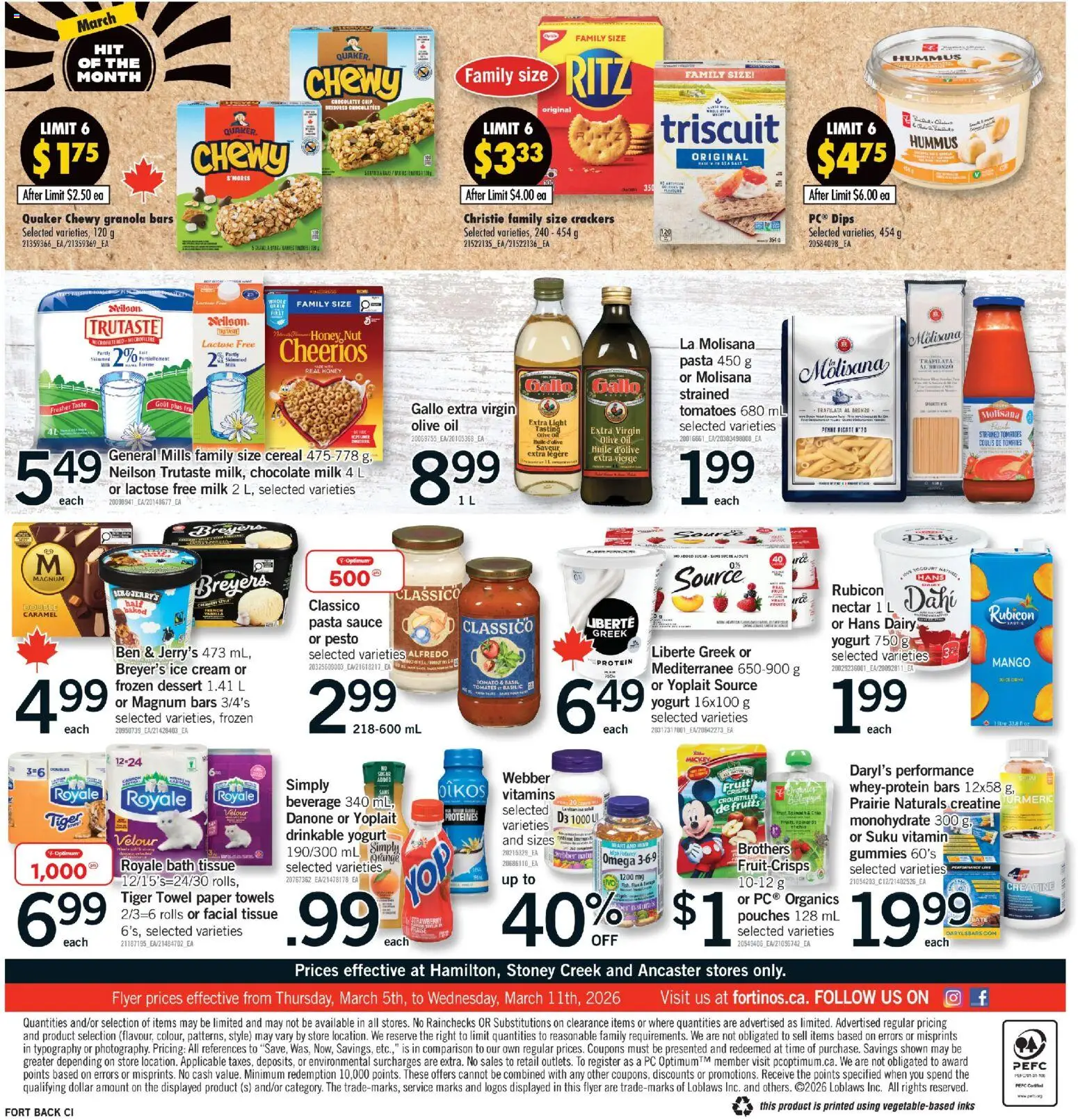 Fortinos flyer valid from 05.03.2026 | Page: 2 | Products: Pasta, Cream, PC, Tomatoes