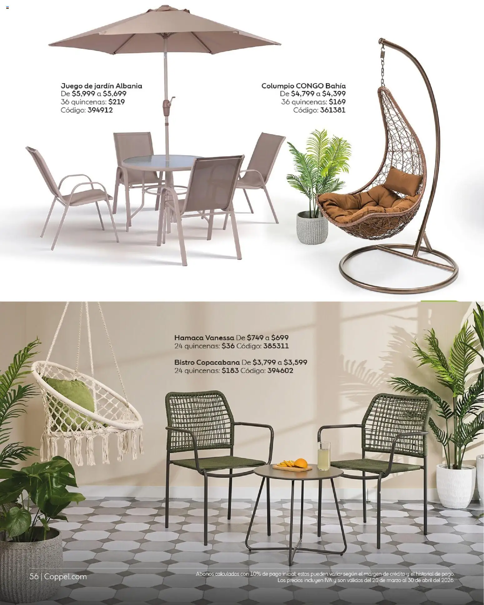 Nuevas ofertas de Coppel válidas en toda la República Mexicana desde el 01.03.2026. ¡Encuentra las mejores ofertas en Coppel catálogo Vacaciones Semana Santa! | Página: 56 | Productos: Columpio, Juego, Hamaca