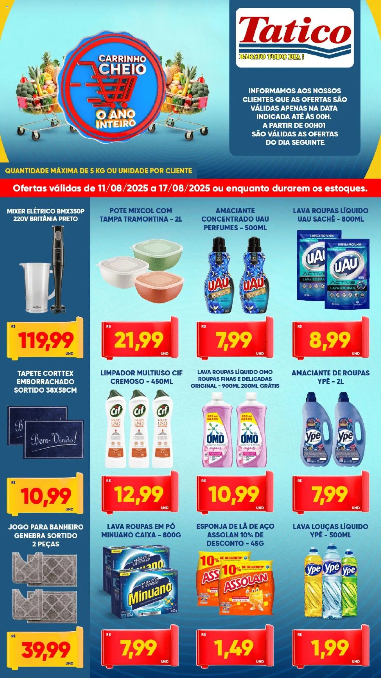 Tatico Folheto - válido de 11.08.2025 | Página: 7 | Produtos: Limpador multiuso, Amaciante de roupas, Tapete, Amaciante