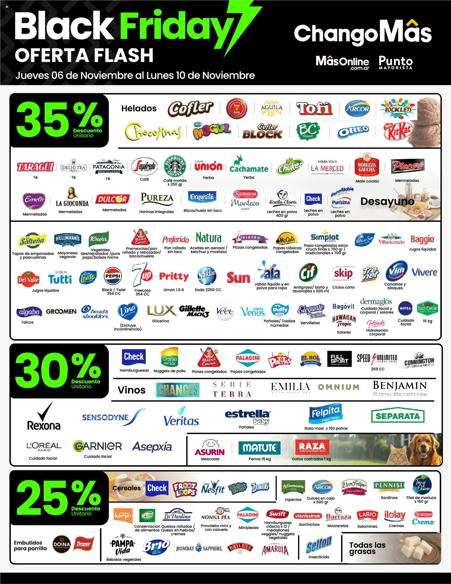 Changomas ofertas flash │ válido desde el 06.11.2025 | Página: 4 | Productos: Yerba, Polvo, Jabón líquido, Ropa