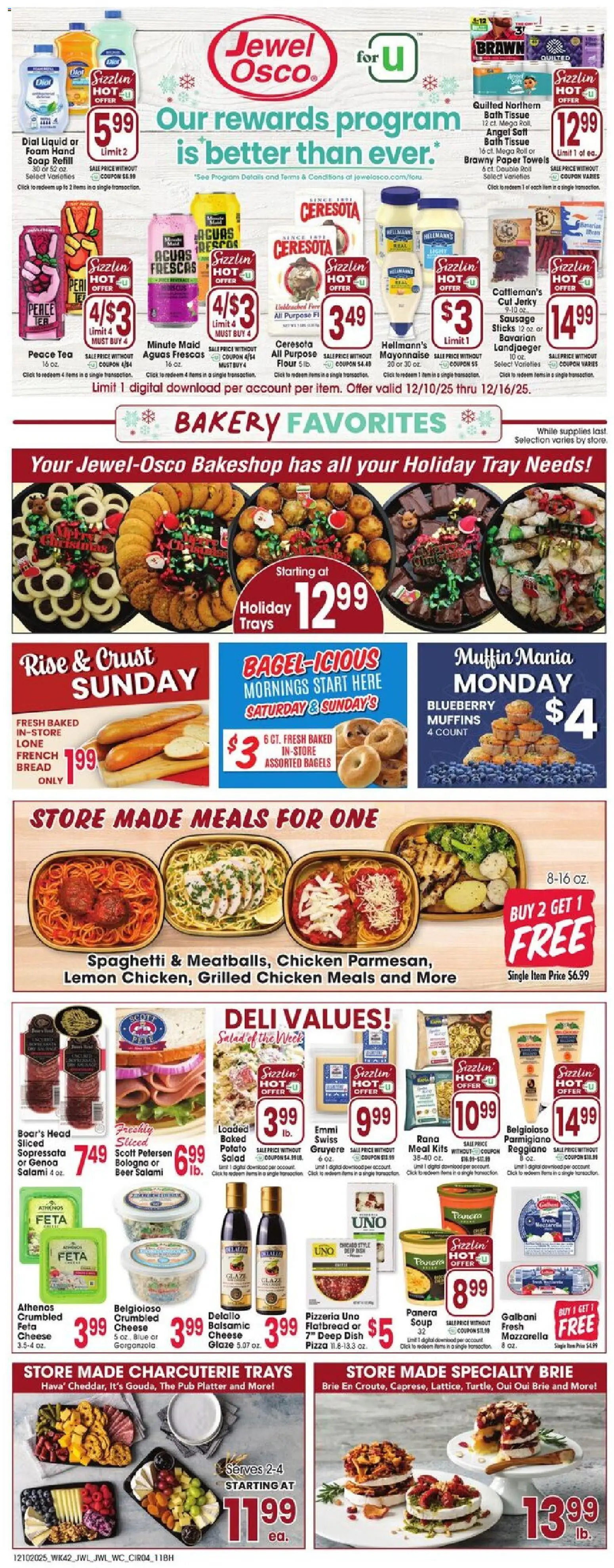 Jewel Osco Weekly Ad - valid from 10.12.2025 | Page: 4 | Products: Bakery, Bath, Salad, Sausage