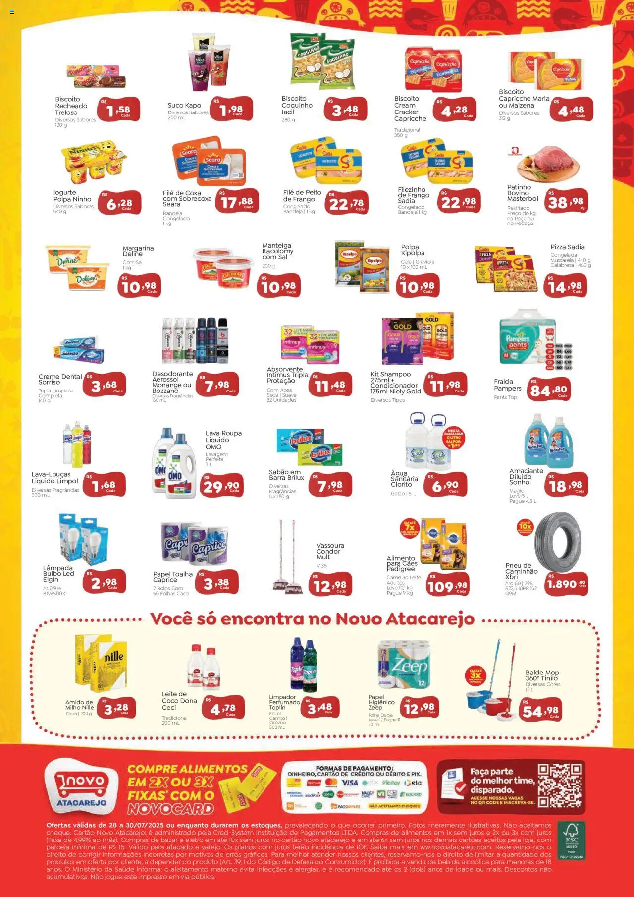 Novo Atacarejo Folheto - válido de 28.07.2025 | Página: 2 | Produtos: Shampoo, Desodorante, Carne, Amaciante