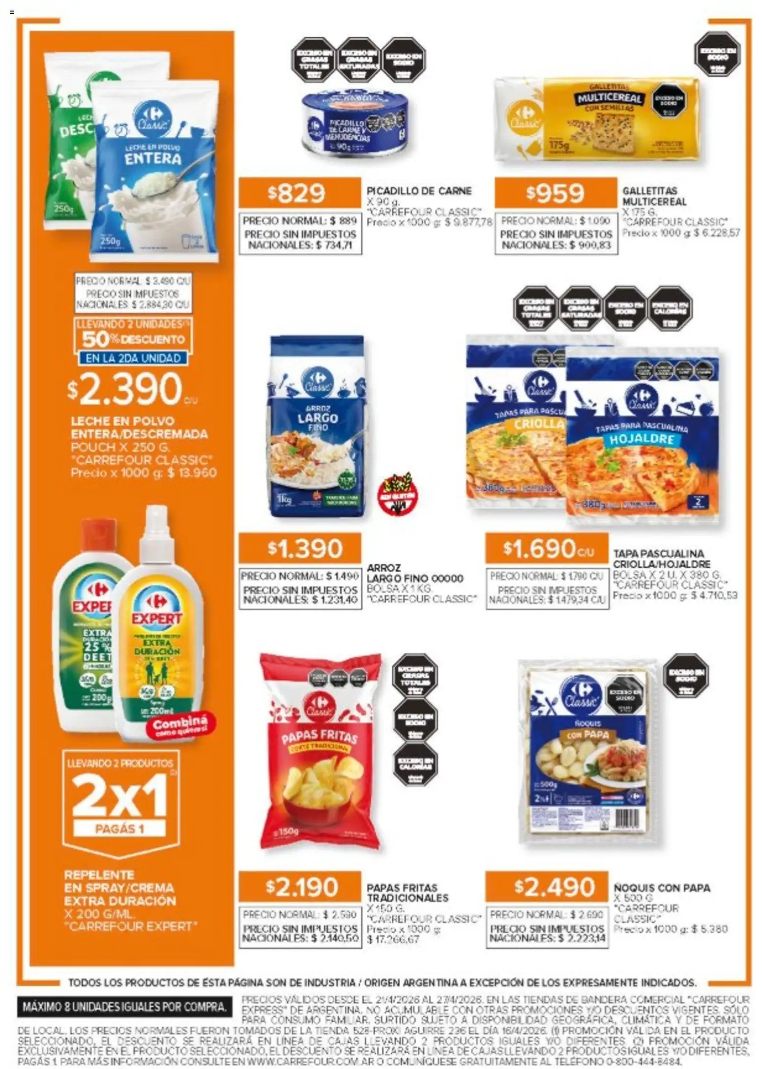 Carrefour Express - Ofertas │ válido desde el 21.04.2026 | Página: 3 | Productos: Galletitas, Papa, Polvo, Leche