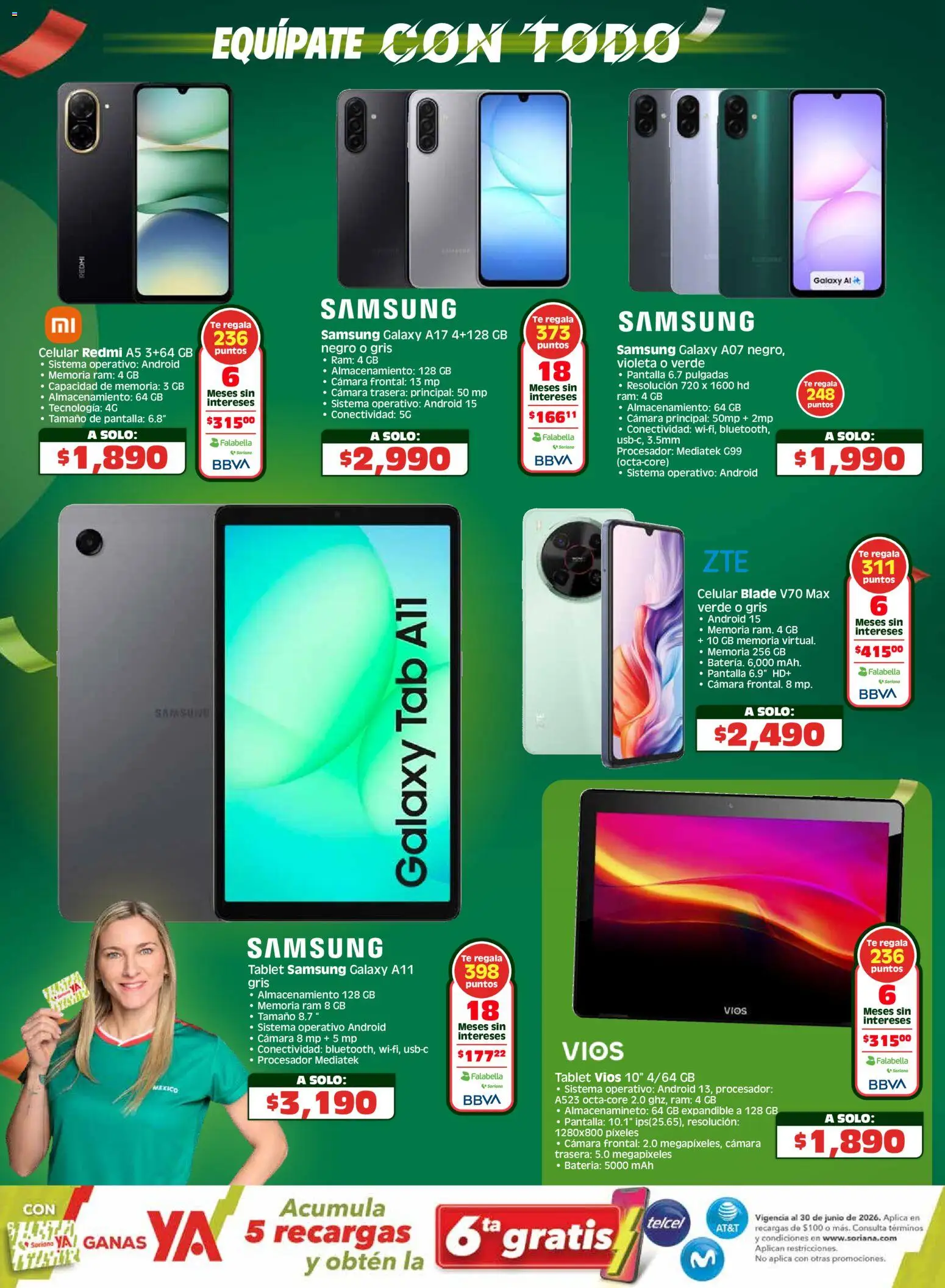 Nuevas ofertas de Soriana válidas en toda la República Mexicana desde el 26.03.2026. ¡Encuentra las mejores ofertas en Soriana En México apoyamos con todo Híper Nacional! | Página: 8 | Productos: Tablet, Cámara, Té, Batería