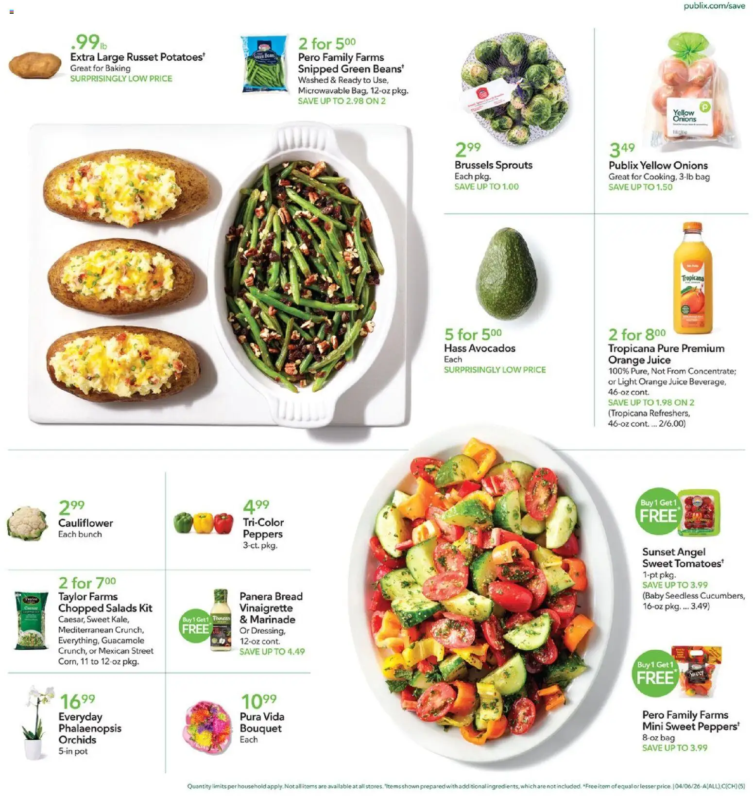 Publix Weekly Ad - valid from 06.04.2026 | Page: 5 | Products: Peppers, Brussels Sprouts, Cauliflower, Bag