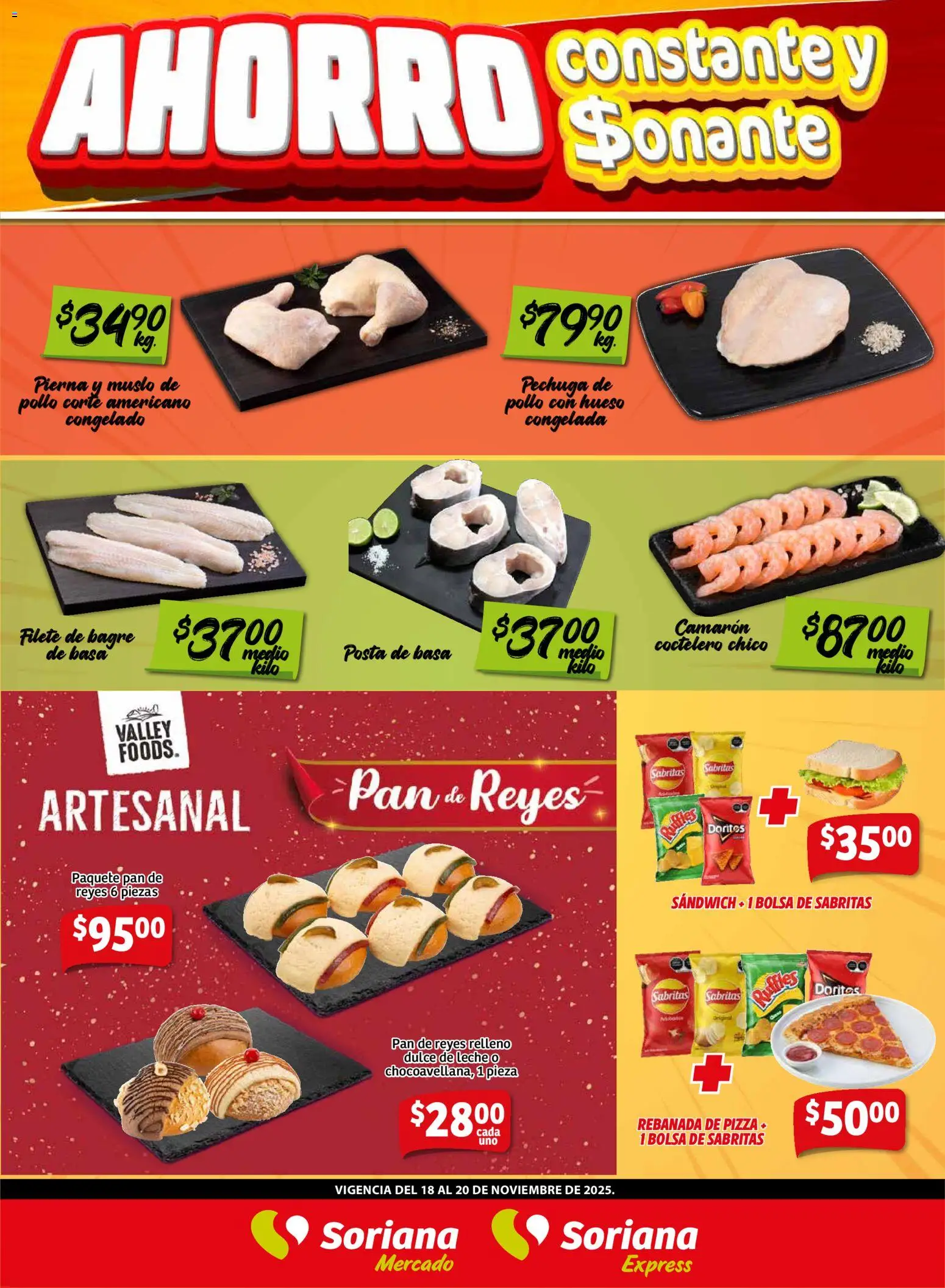 Nuevas ofertas de Soriana válidas en toda la República Mexicana desde el 18.11.2025. ¡Encuentra las mejores ofertas en Soriana - Frescos del Mandado Mercado: Coah, Chih y Dur! | Página: 2 | Productos: Pollo, Dulce de leche, Leche, Pan