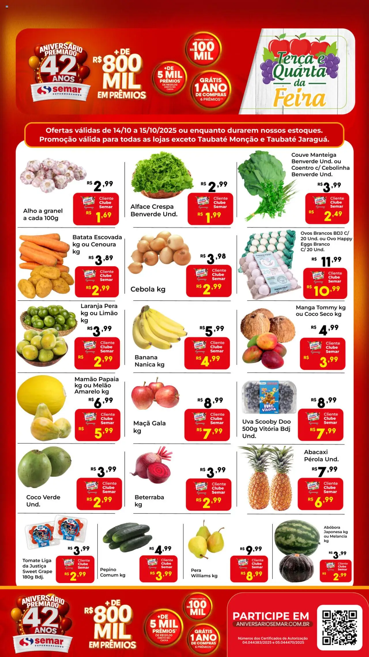 Semar Supermercado Folheto - válido de 14.10.2025 | Página: 1 | Produtos: Beterraba, Caixa, Abacaxi, Cenoura