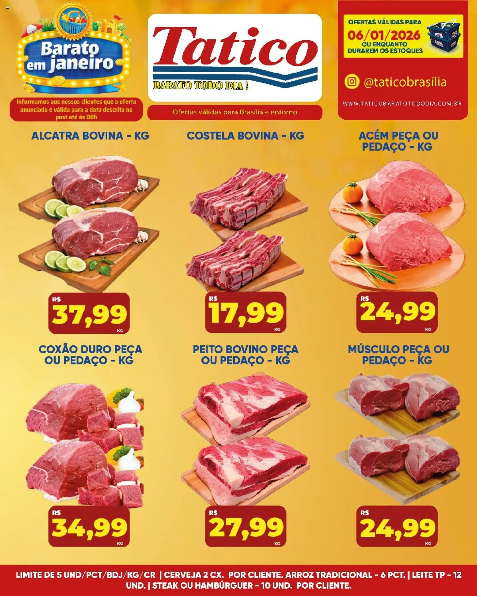Tatico Folheto - válido de 06.01.2026 | Página: 9 | Produtos: Acém, Leite, Cerveja, Hambúrguer