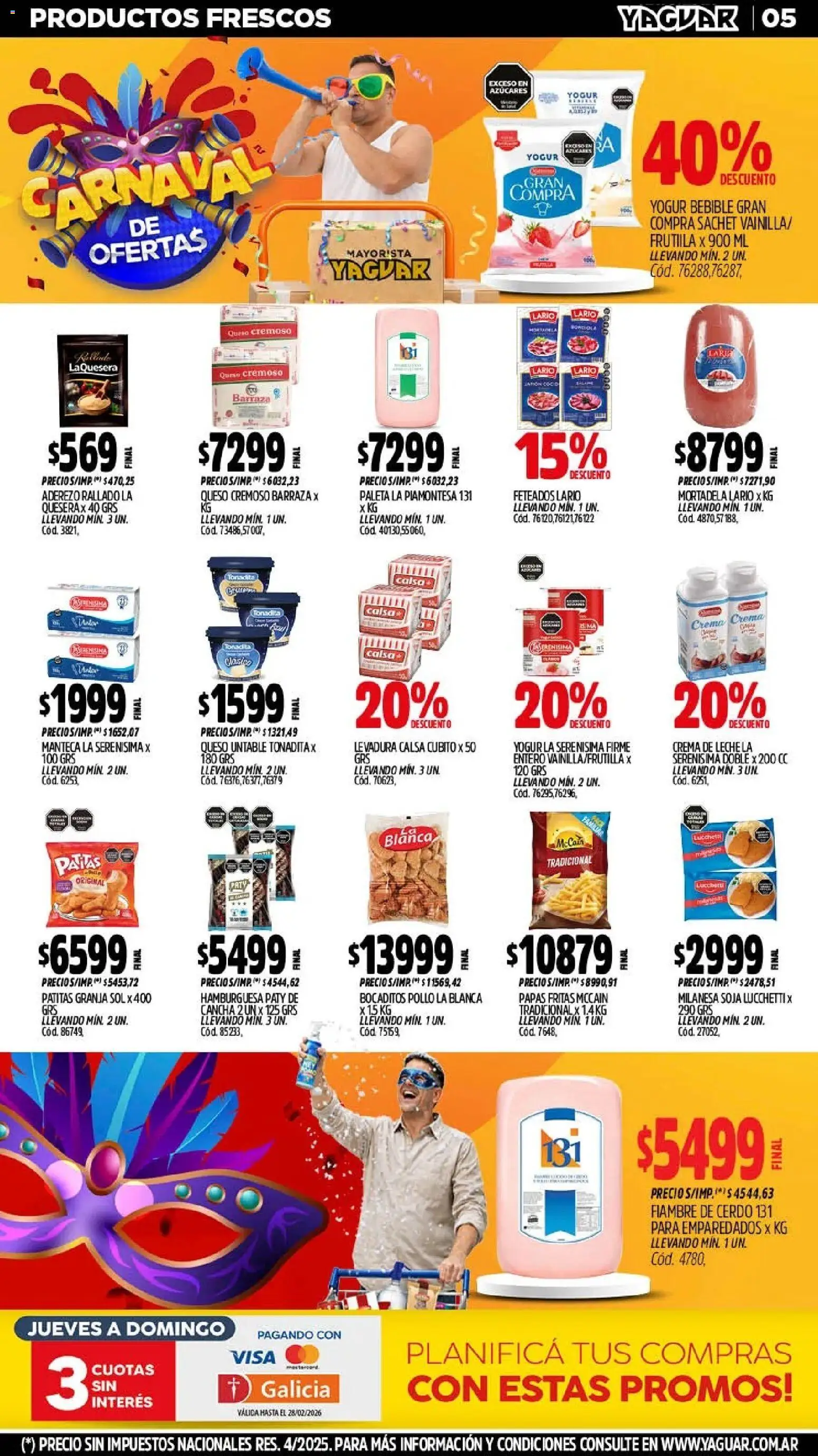 Yaguar - Oferta Semanal Misiones │ válido desde el 09.02.2026 | Página: 5 | Productos: Aderezo, Crema de leche, Paleta, Queso