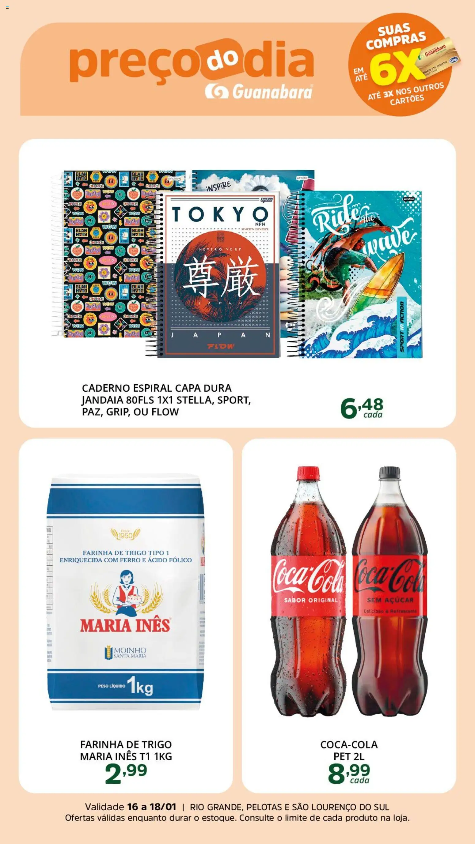 Supermercado Guanabara Folheto - válido de 16.01.2026 | Página: 2 | Produtos: Ferro, Farinha de trigo, Açúcar, Caderno