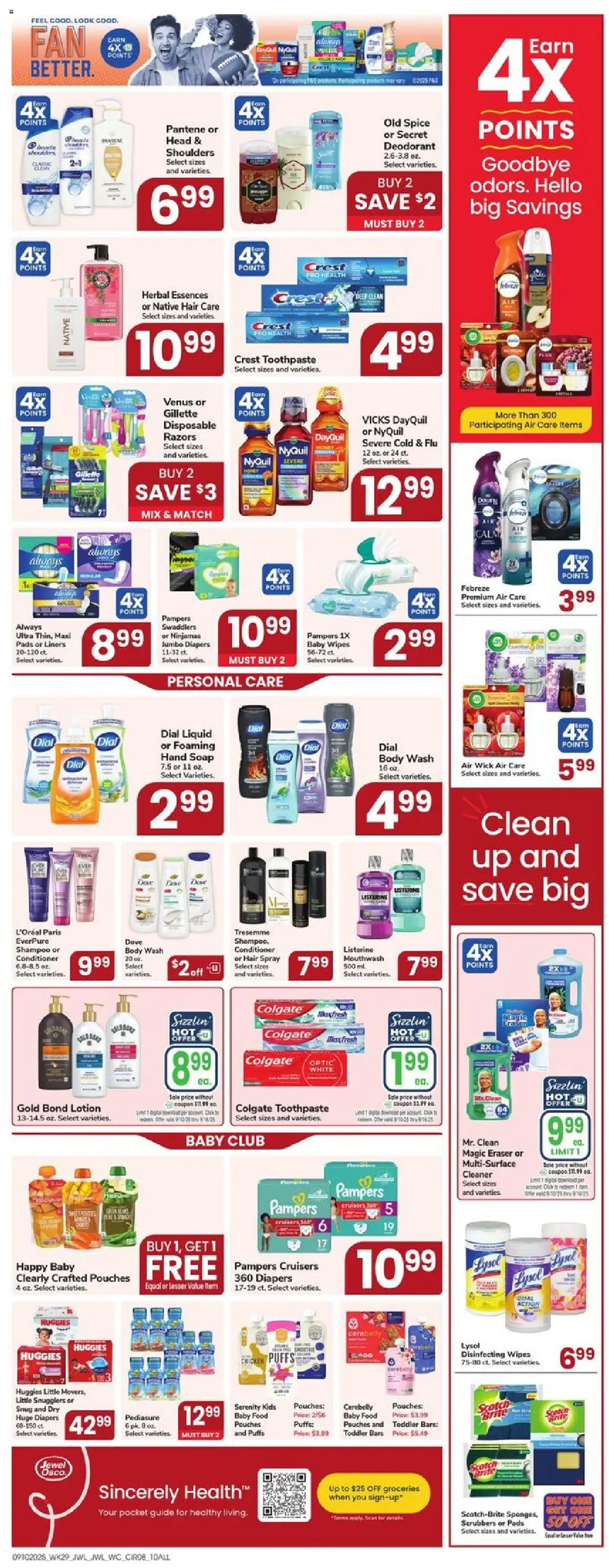 Jewel Osco Weekly Ad - IA - valid from 10.09.2025 | Page: 8 | Products: Eraser, Conditioner, Toothpaste, Baby food