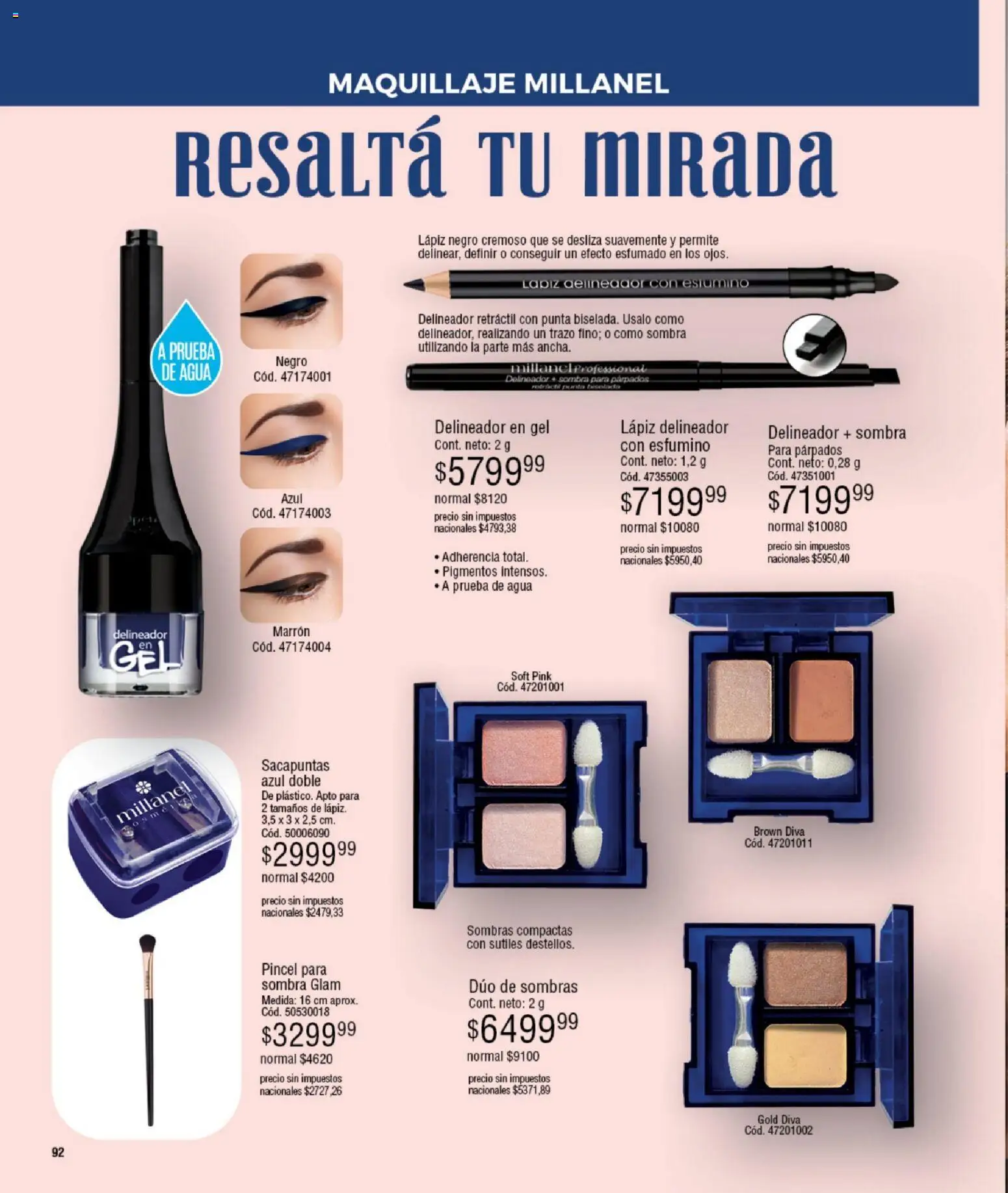 Millanel - Catálogo │ válido desde el 08.12.2025 | Página: 92 | Productos: Sacapuntas, Maquillaje, Pincel, Agua