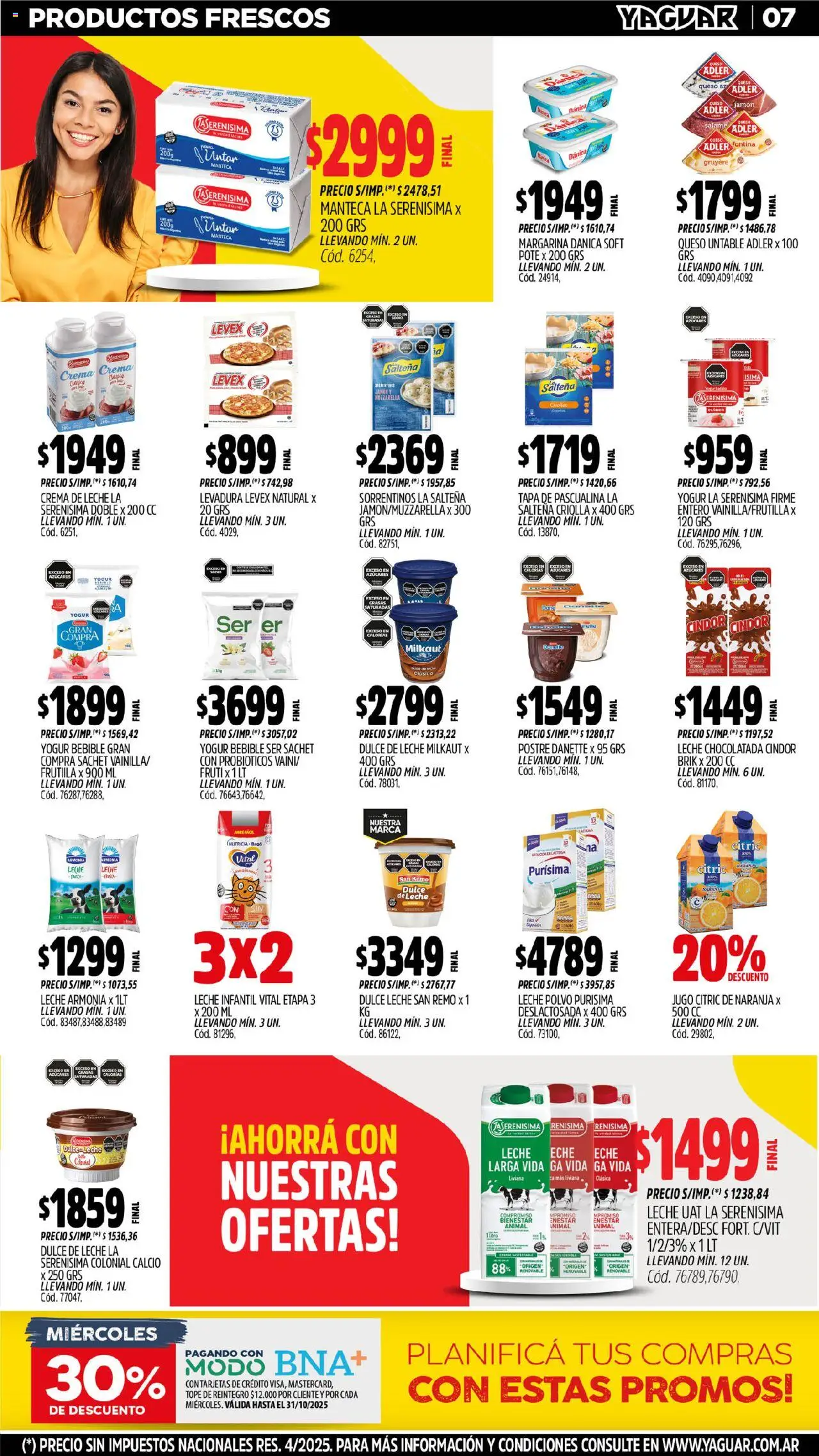 Yaguar - Salta │ válido desde el 13.10.2025 | Página: 6 | Productos: Dulce de leche, Manteca, Yogur, Salame