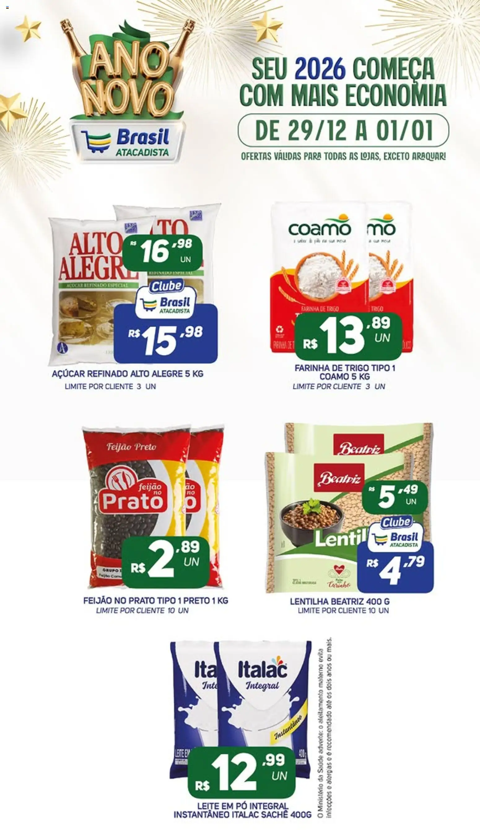 Brasil Atacadista Folheto - válido de 29.12.2025 | Página: 2 | Produtos: Pó, Farinha de trigo, Leite, Leite em pó