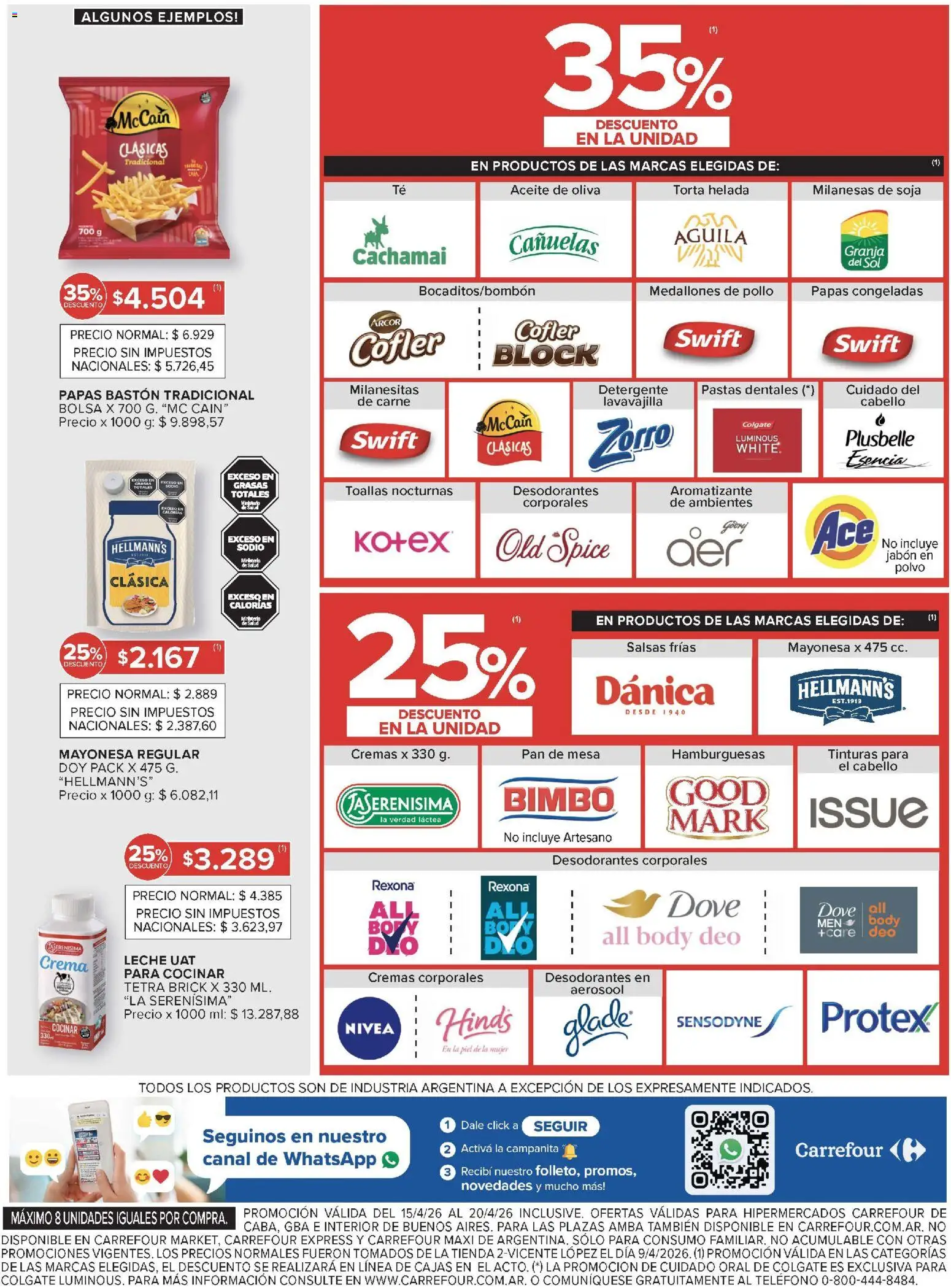 Carrefour ofertas │ válido desde el 15.04.2026 | Página: 8 | Productos: Teléfono, Torta, Pan, Crema