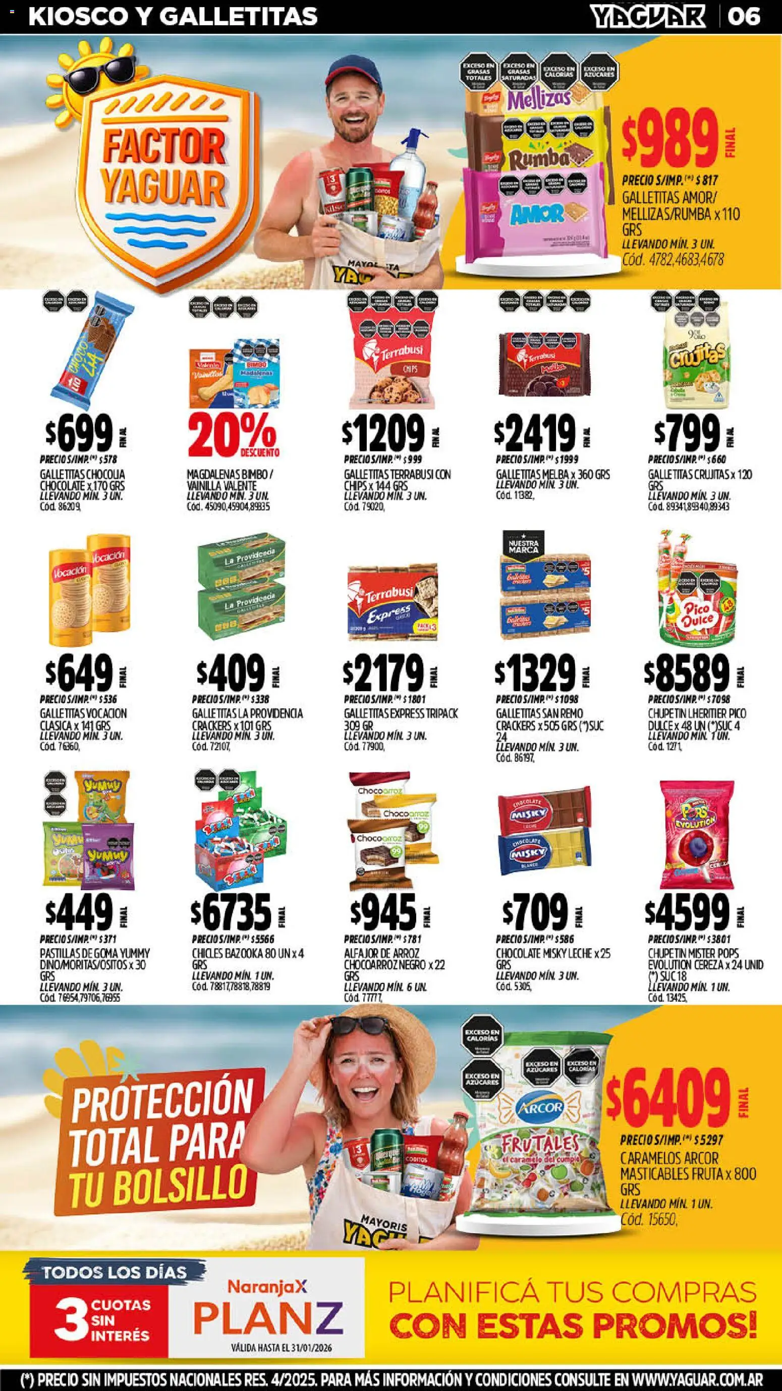 Yaguar - Oferta Semanal San Juan │ válido desde el 19.01.2026 | Página: 6 | Productos: Chicles, Leche, Chocolate, Arroz