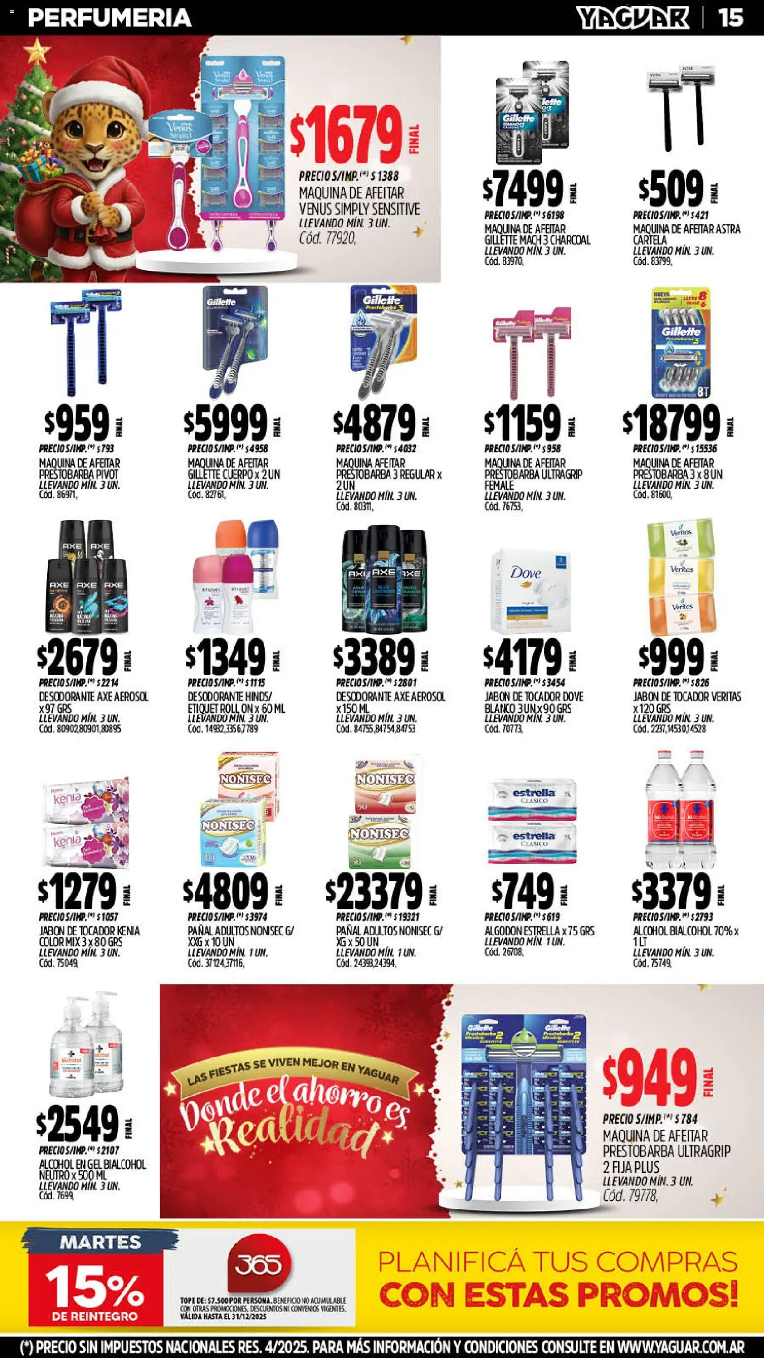 Yaguar catálogo │ válido desde el 15.12.2025 | Página: 18 | Productos: Alcohol en gel, Algodón, Maquina de afeitar, Jabón