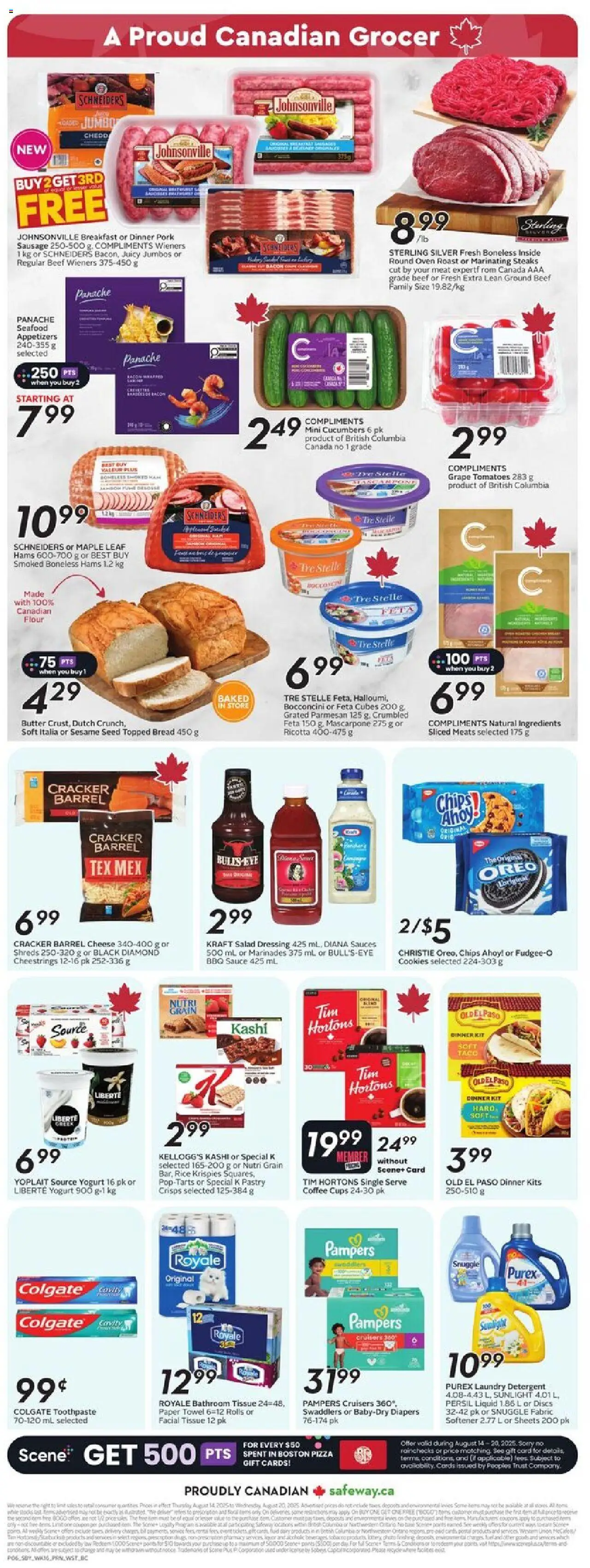Safeway flyer valid from 14.08.2025 | Page: 4 | Products: Oven, Yogurt, Coffee, Tomatoes