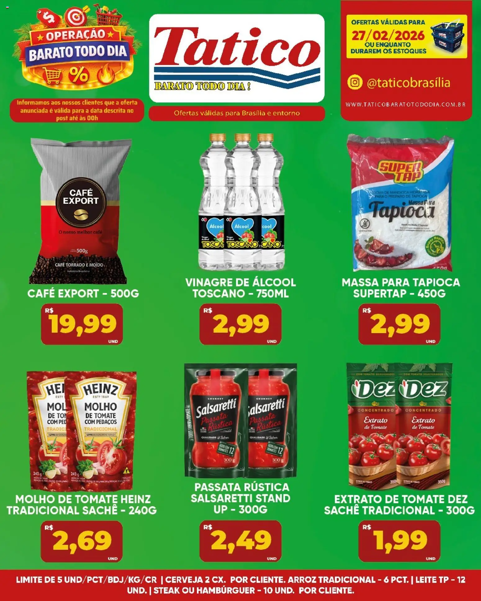 Tatico Folheto - válido de 27.02.2026 | Página: 4 | Produtos: Mandioca, Tapioca, Cerveja, Hambúrguer