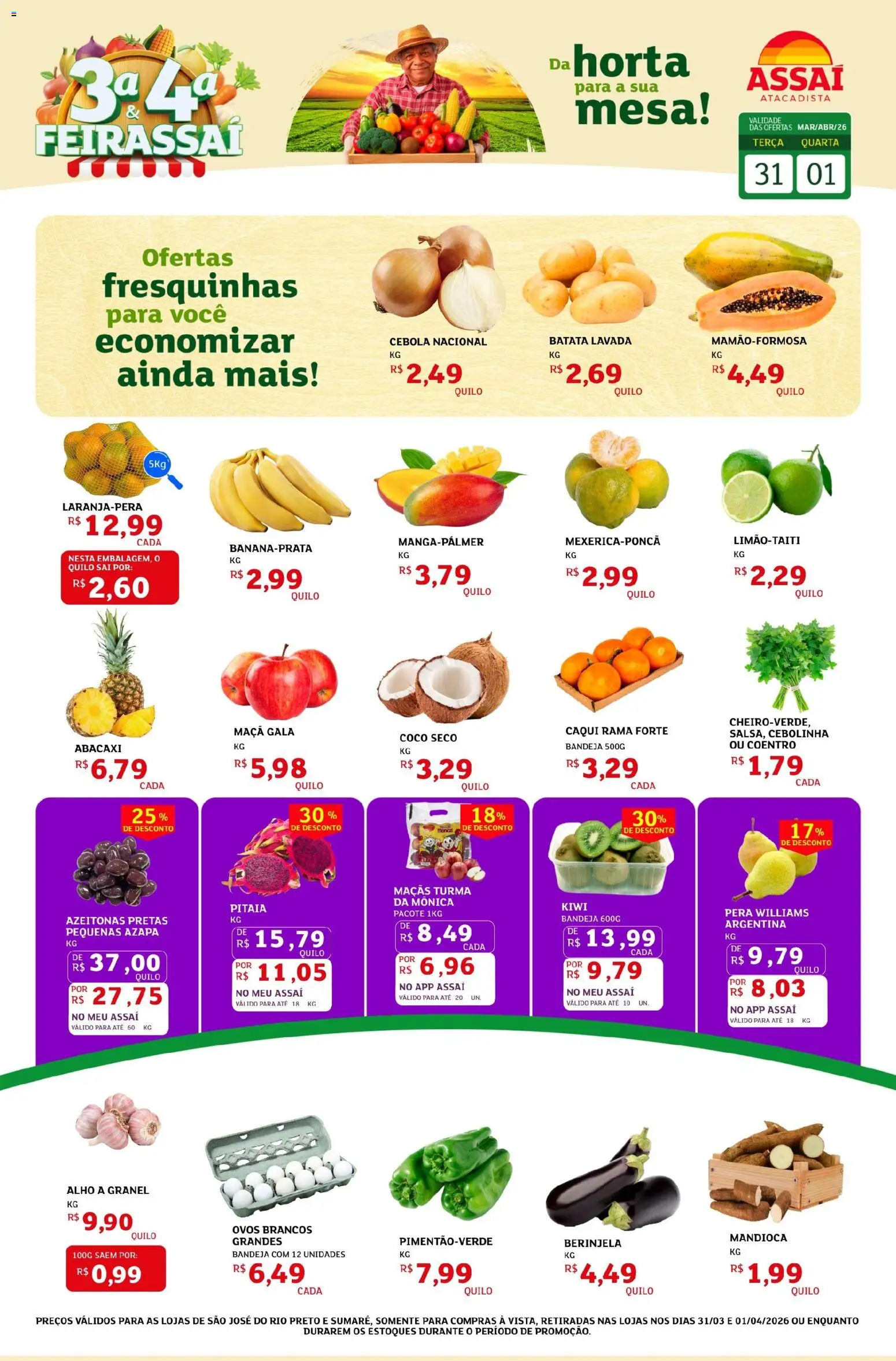 Assaí Atacadista Folheto - válido de 31.03.2026 | Página: 1 | Produtos: Alho, Maçãs, Bandeja, Batata