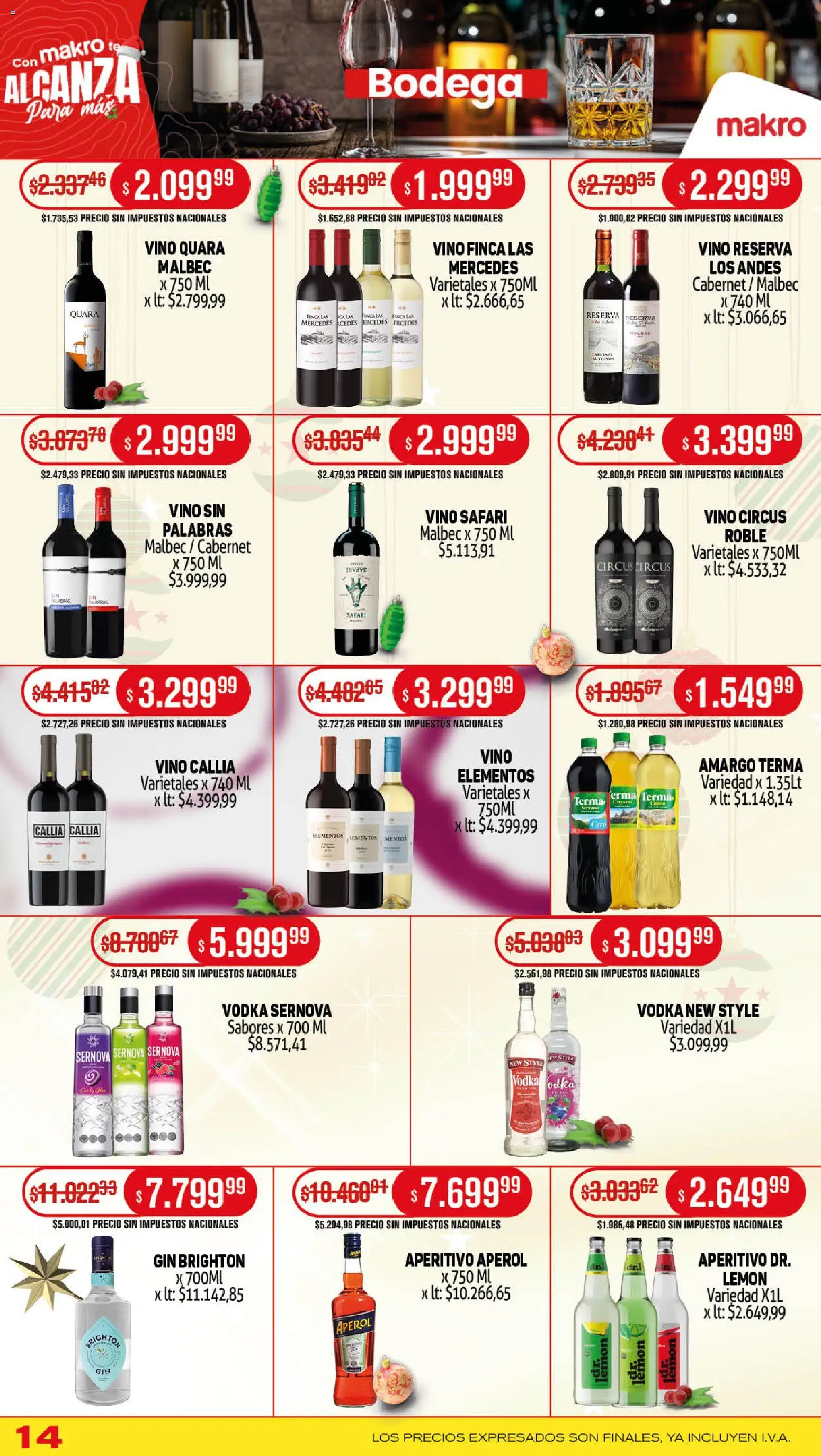 Makro ofertas │ válido desde el 04.11.2025 | Página: 14 | Productos: Vodka, Gin, Vino, Té