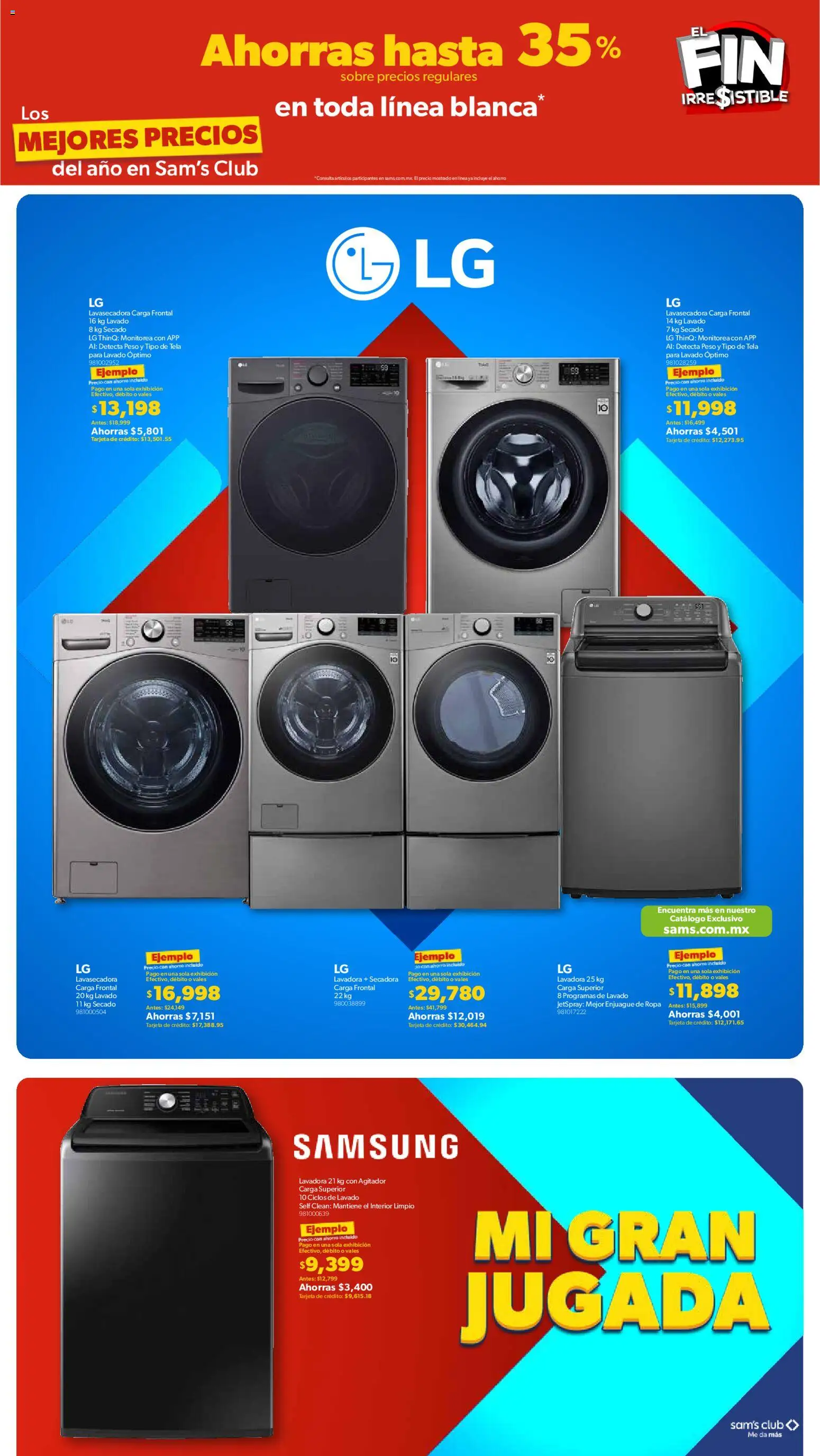 Nuevas ofertas de Sam's Club válidas en toda la República Mexicana desde el 04.11.2025. ¡Encuentra las mejores ofertas en Sam's Club Buen Fin! | Página: 12 | Productos: Secadora, Lavadora, Ropa, Sobre