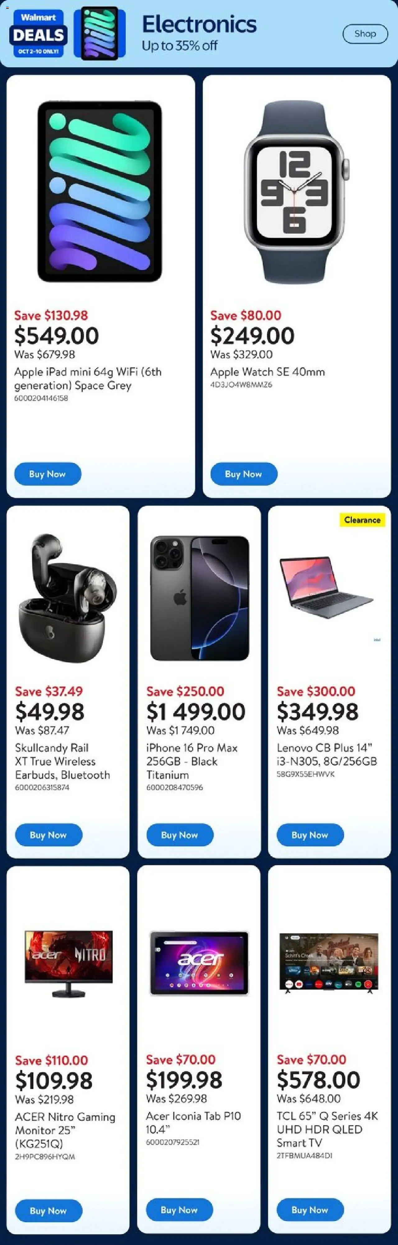 Walmart flyer valid from 02.10.2025 | Page: 2 | Products: Watch, Monitor, Tv