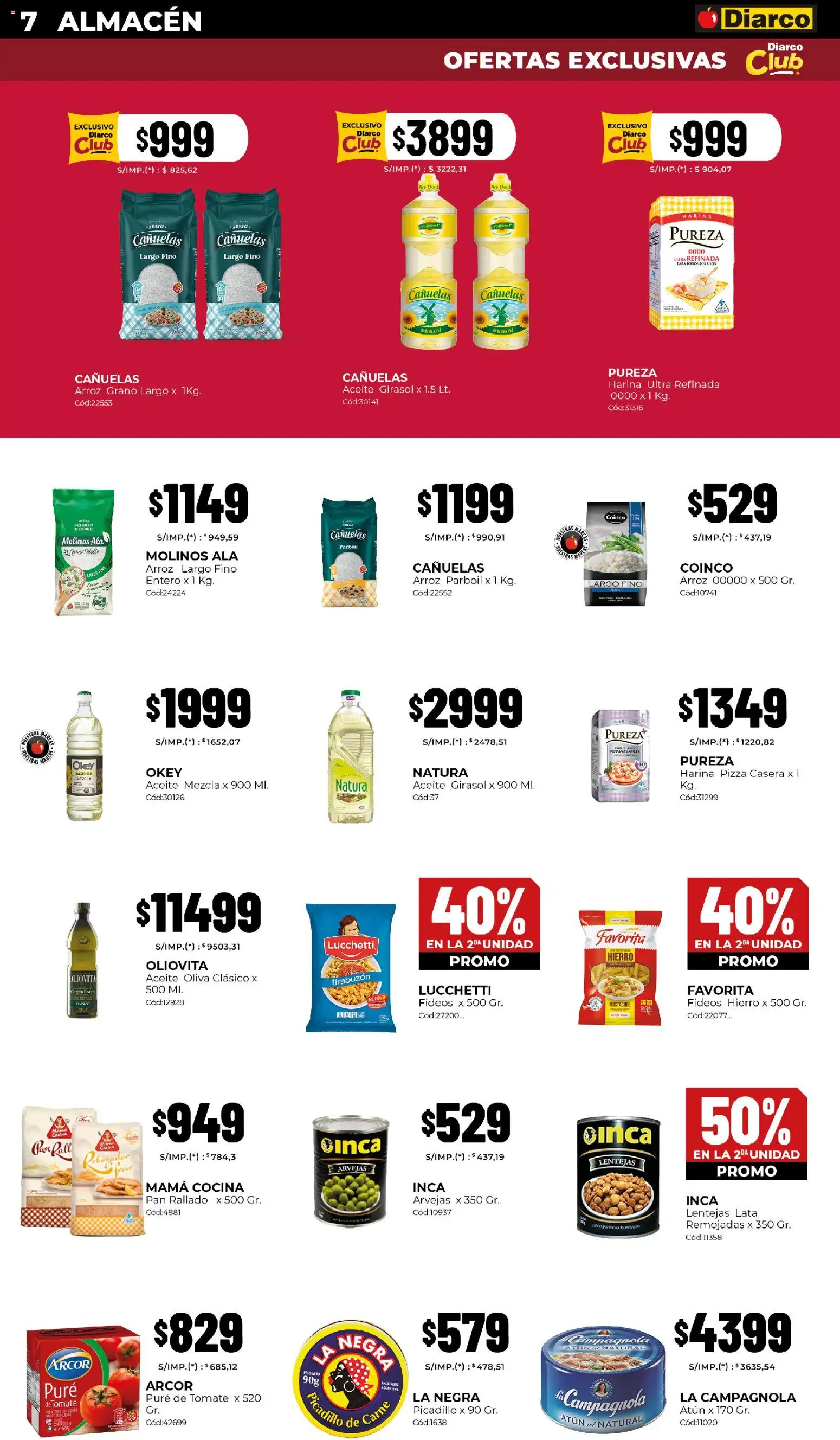 Diarco - Ofertas Pueblo Interior │ válido desde el 27.10.2025 | Página: 7 | Productos: Aceite, Arvejas, Tomate, Pizza