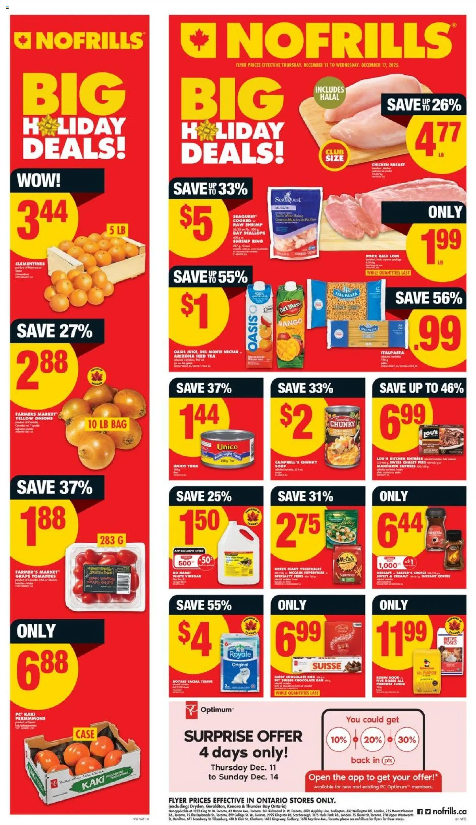 No Frills flyer valid from 11.12.2025 | Page: 1 | Products: Tea, Box, Coffee, Juice