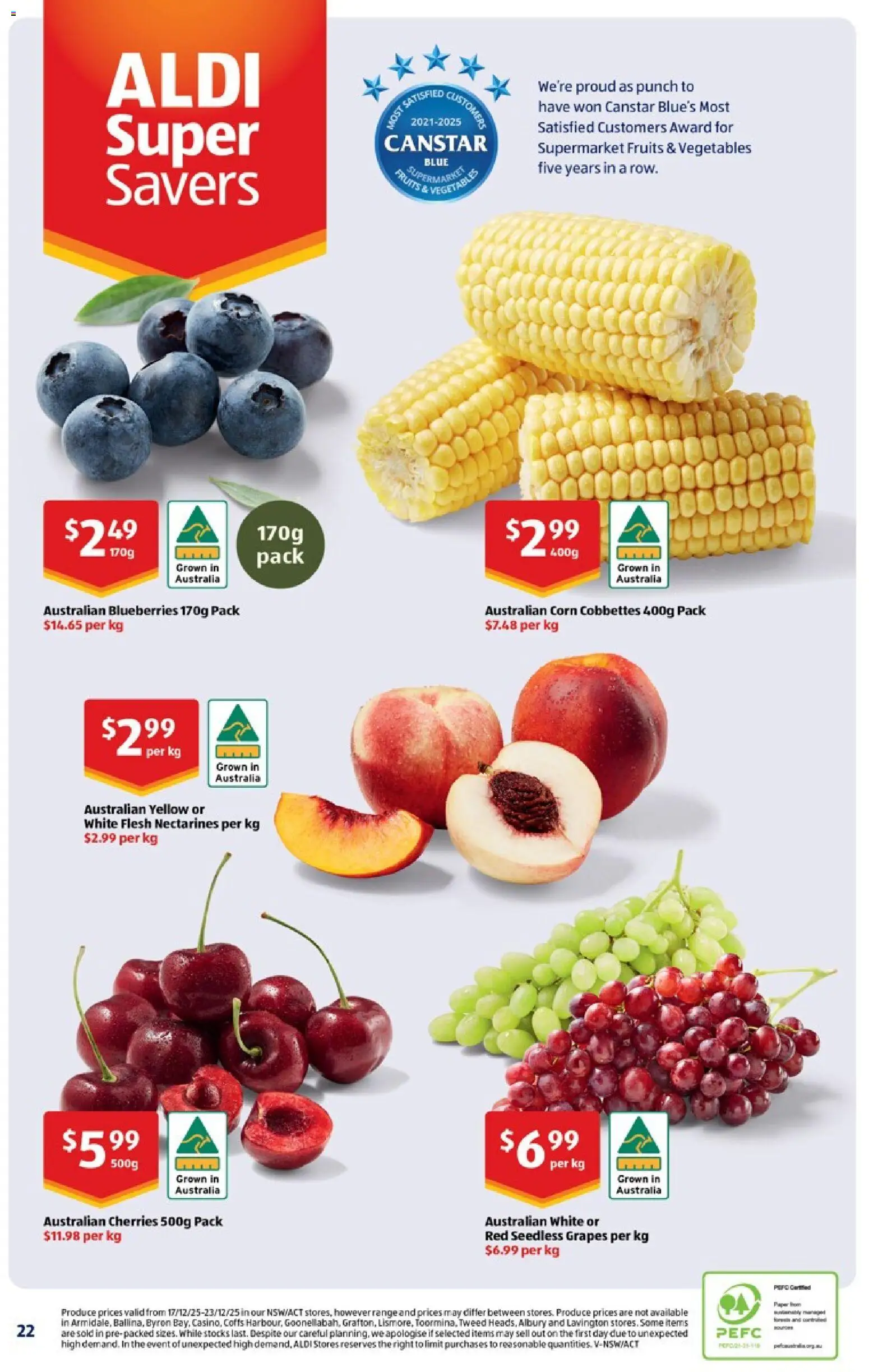 Aldi catalogue - valid from 24.12.2025 | Page: 22 | Products: Cherries, Vegetables, Fruits, Grapes