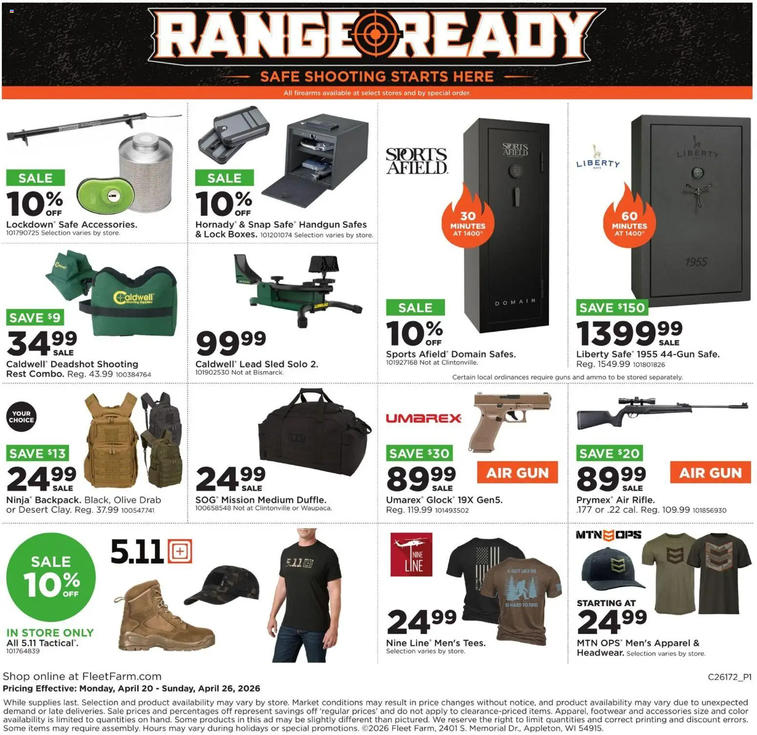 Mills Fleet Farm Range Ready - valid from 20.04.2026 | Page: 9 | Products: Safe, Gun, Ammo, Handgun