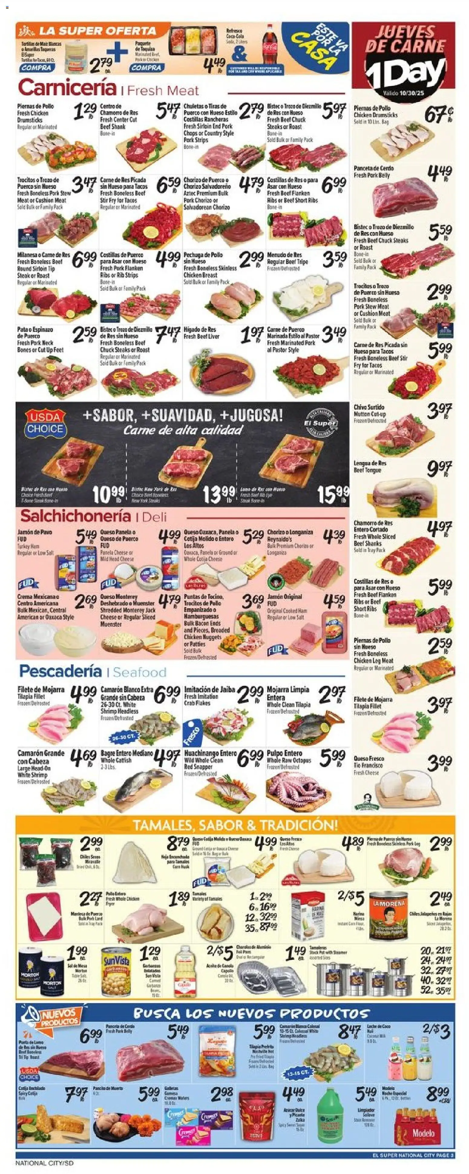 El Super Weekly Ad - CA - valid from 29.10.2025 | Page: 3 | Products: Pork, Beef, Cushion, Bag