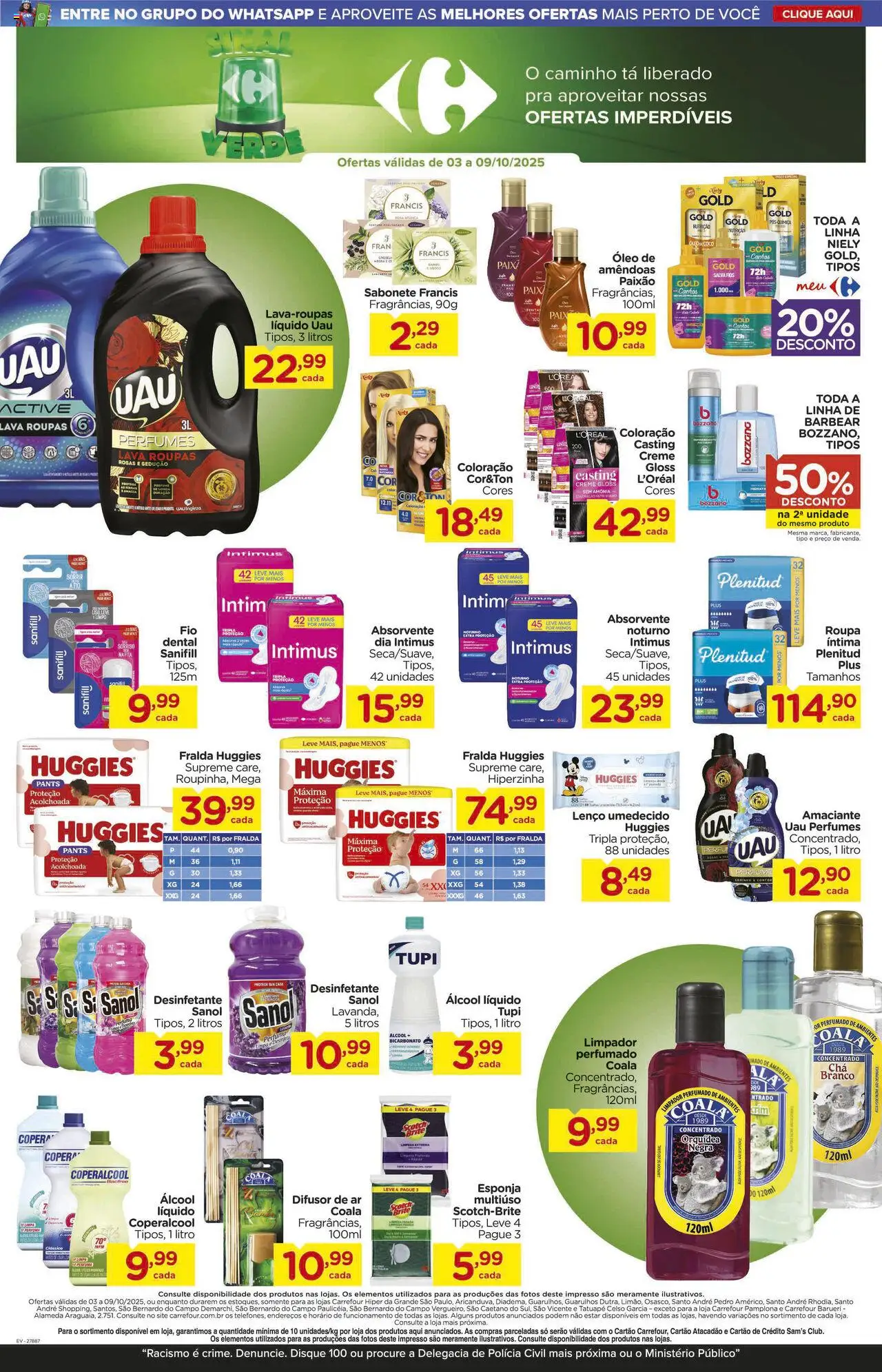 Carrefour Folheto - válido de 03.10.2025 | Página: 17 | Produtos: Roupas, Lenço umedecido, Absorvente, Desinfetante