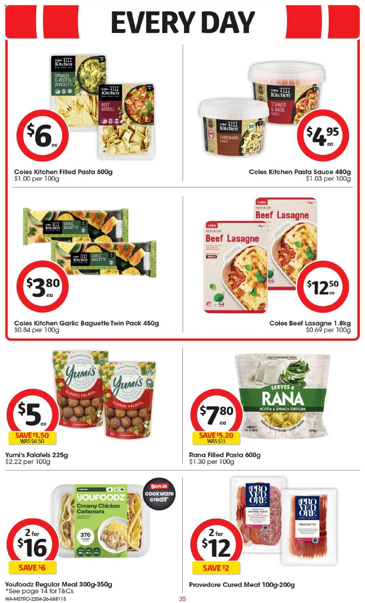 Coles catalogue - valid from 22.04.2026 | Page: 35 | Products: Chicken, Pasta, Spinach, Sauce